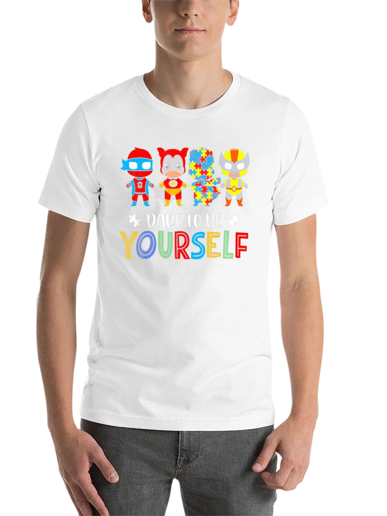 Black Dare To Be Yourself Autism Awareness Graphic Tee view 14