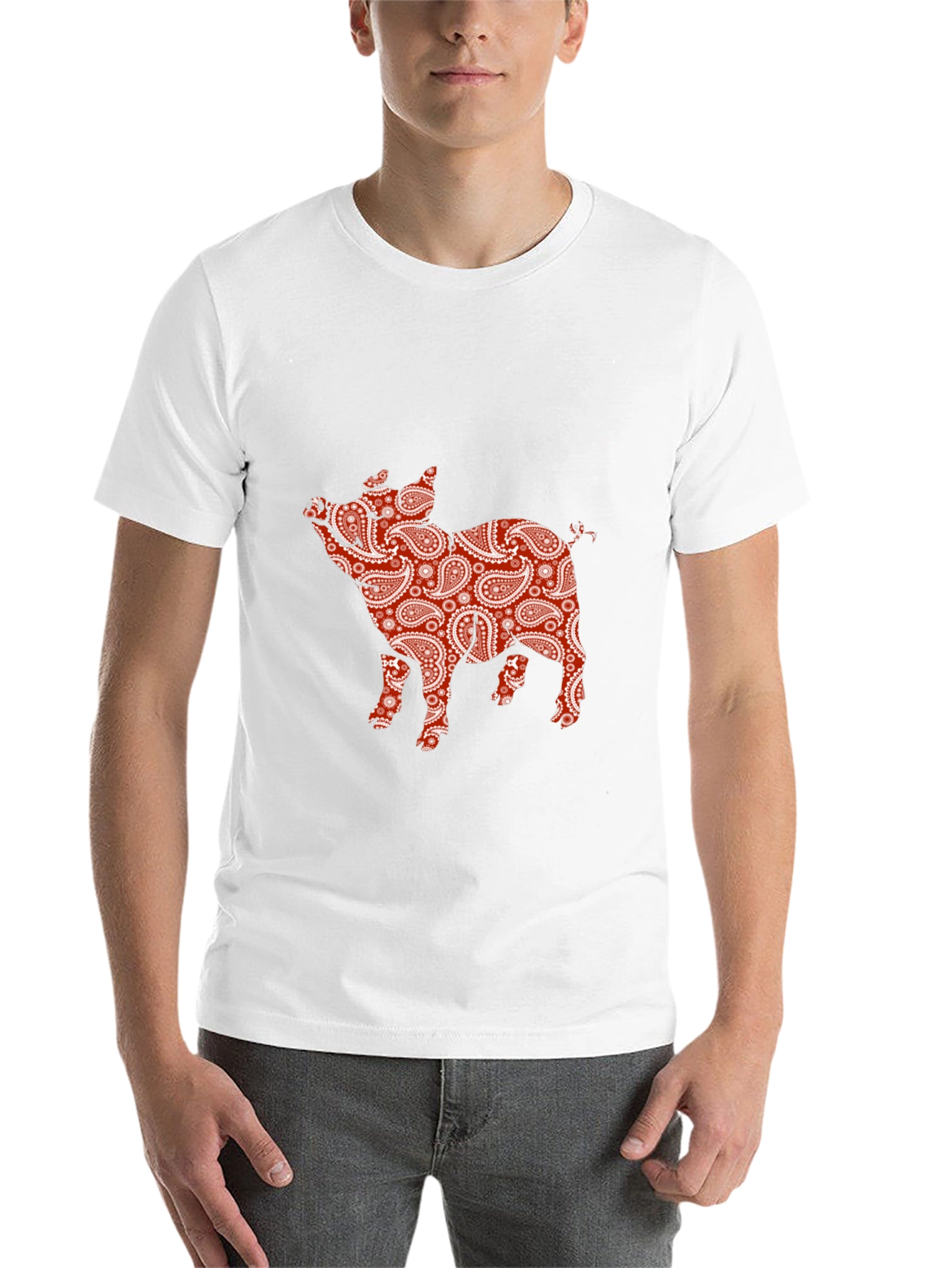 Black Paisley Pig Print T-Shirt view 14