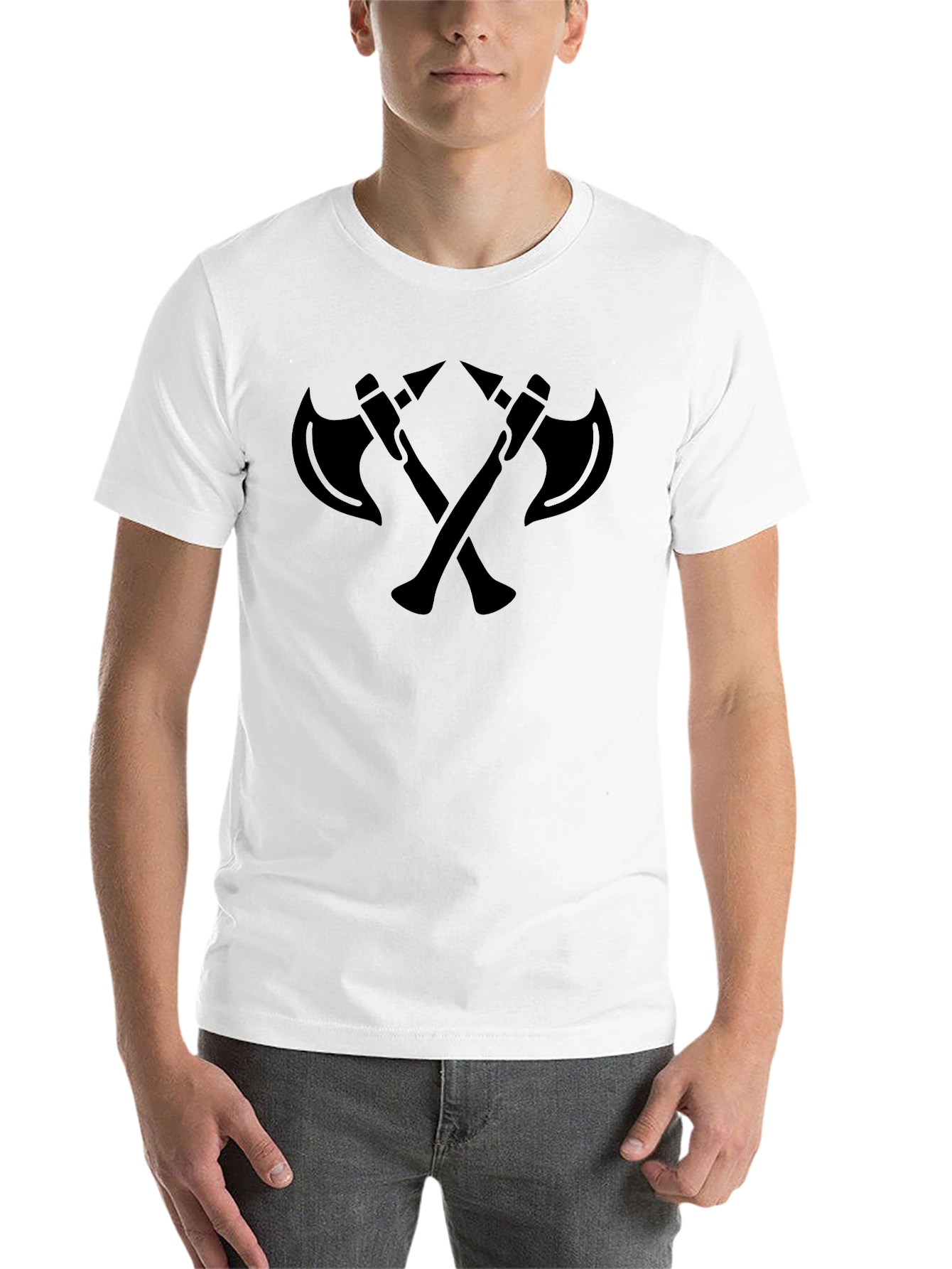 Black Axe Warrior T-Shirt - Bold Crossed Axe Design view 14