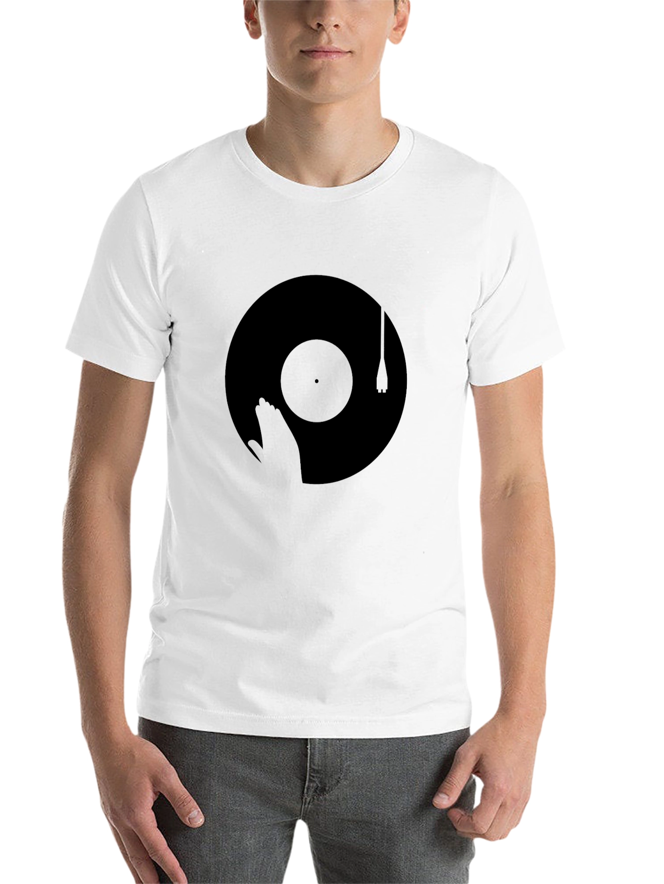 Black Vinyl Record Graphic Tee - Retro Music Lover T-Shirt view 14