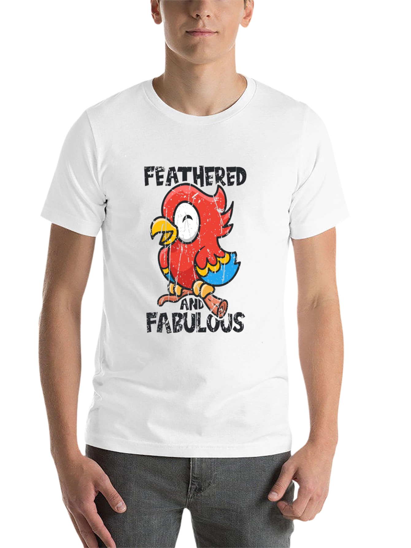 Black Feathered & Fabulous Parrot Graphic Tee view 14