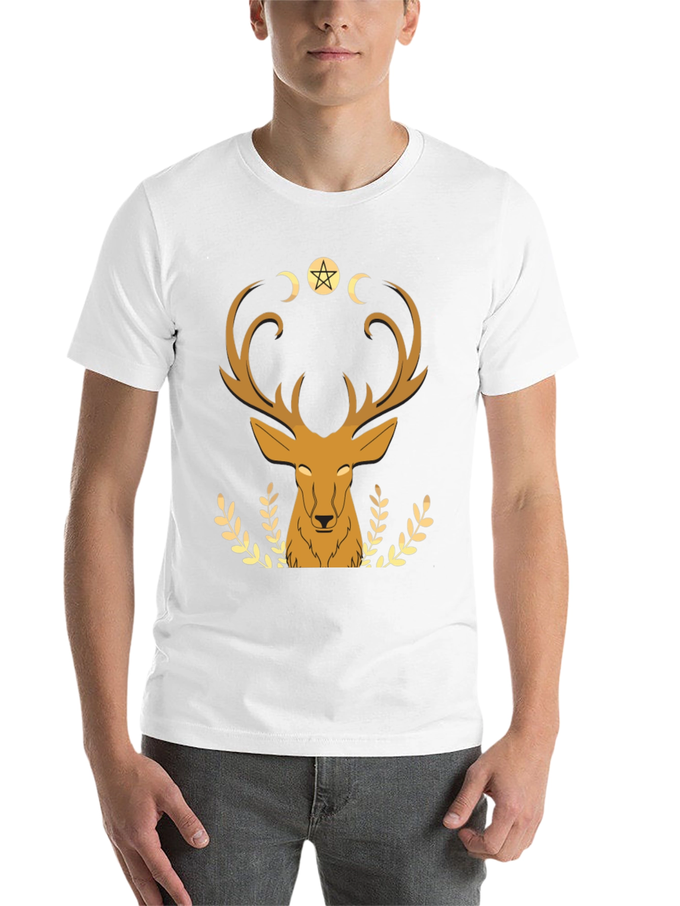 Mystical Deer Graphic Tee - Black T-Shirt - 14