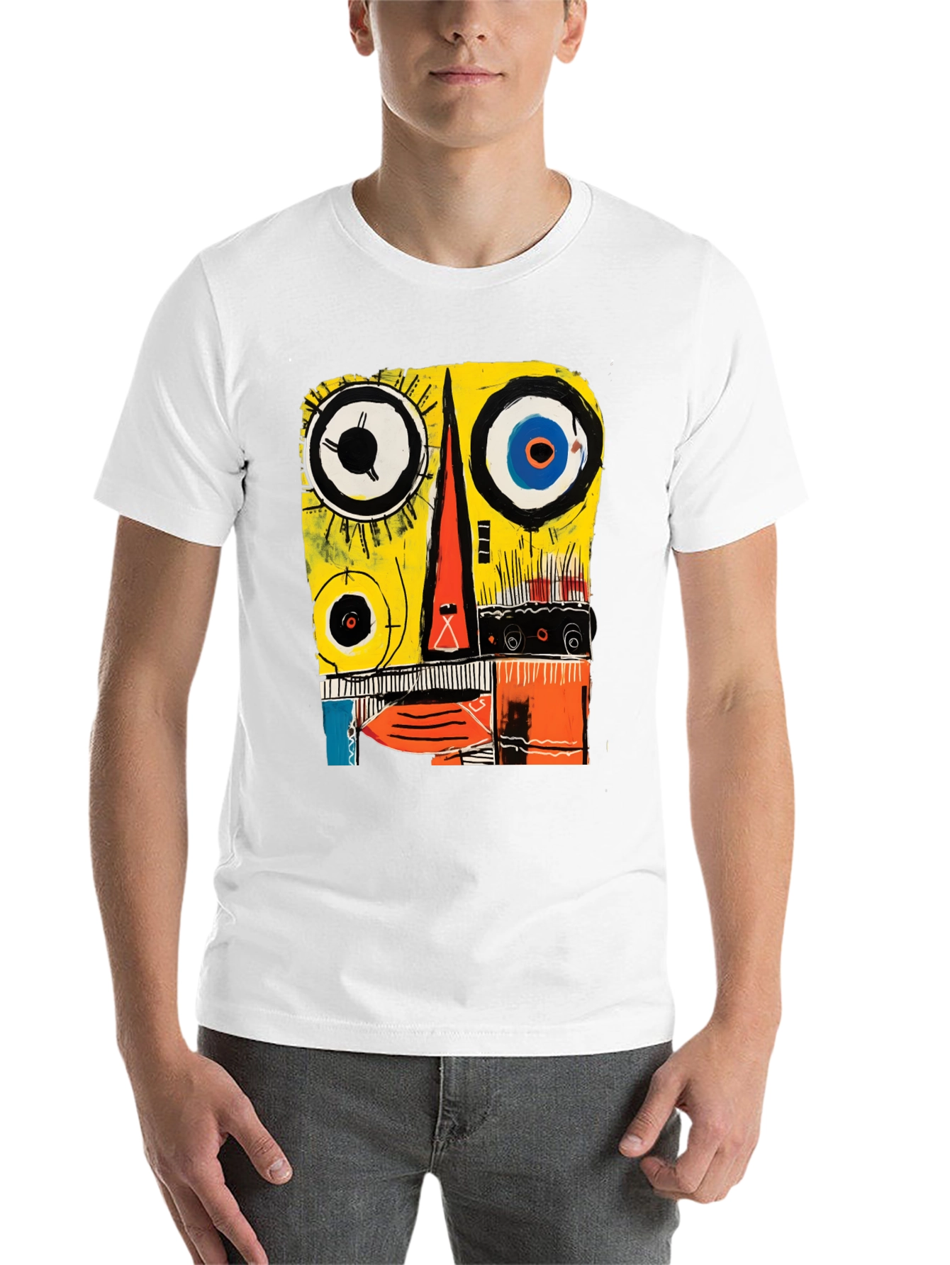 Black Abstract Face Graphic Tee - Modern Art T-Shirt view 14
