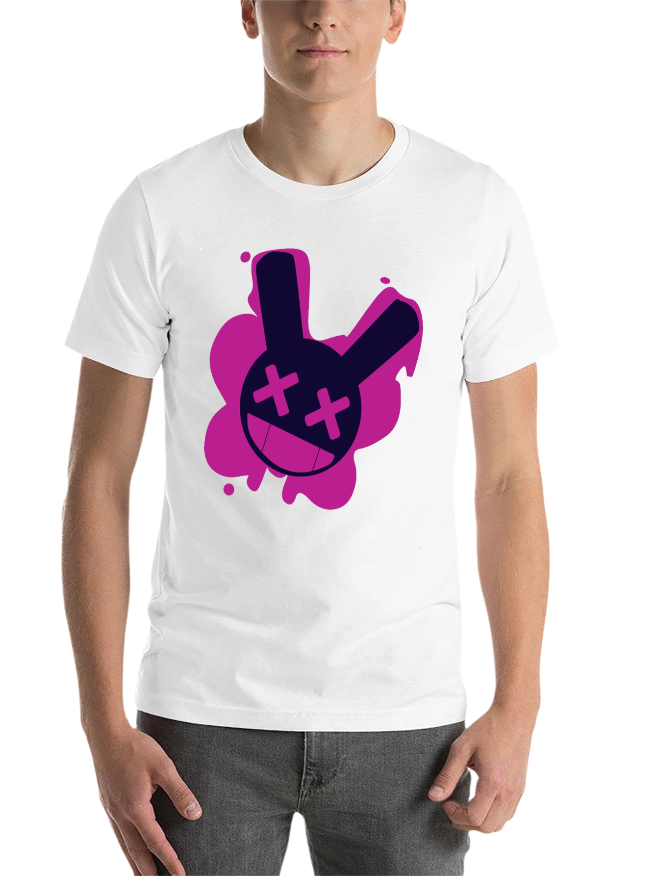 Black Edgy Rabbit Graphic Tee - Black Cotton T-Shirt view 14