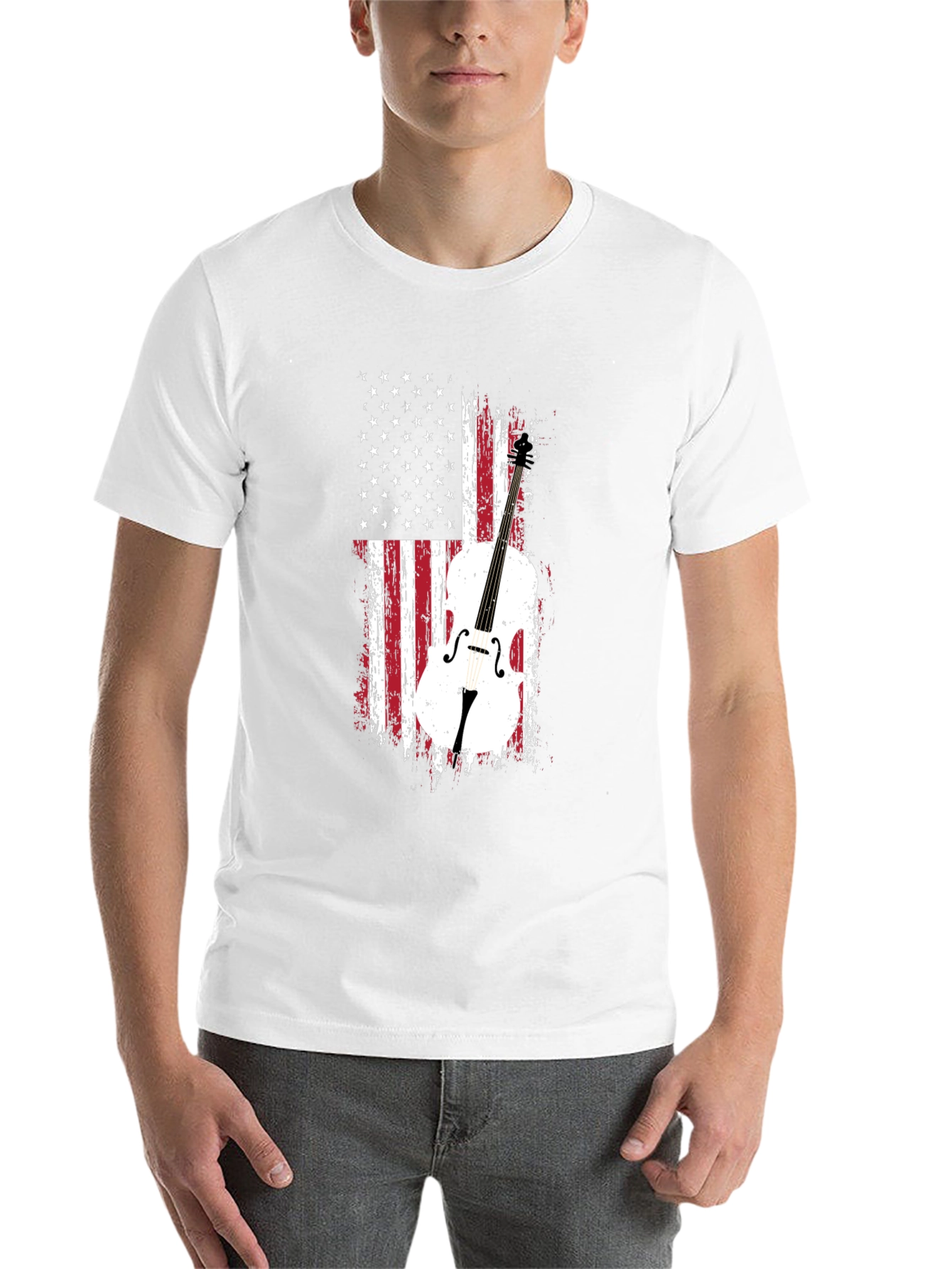 Black American Flag Cello T-Shirt view 14