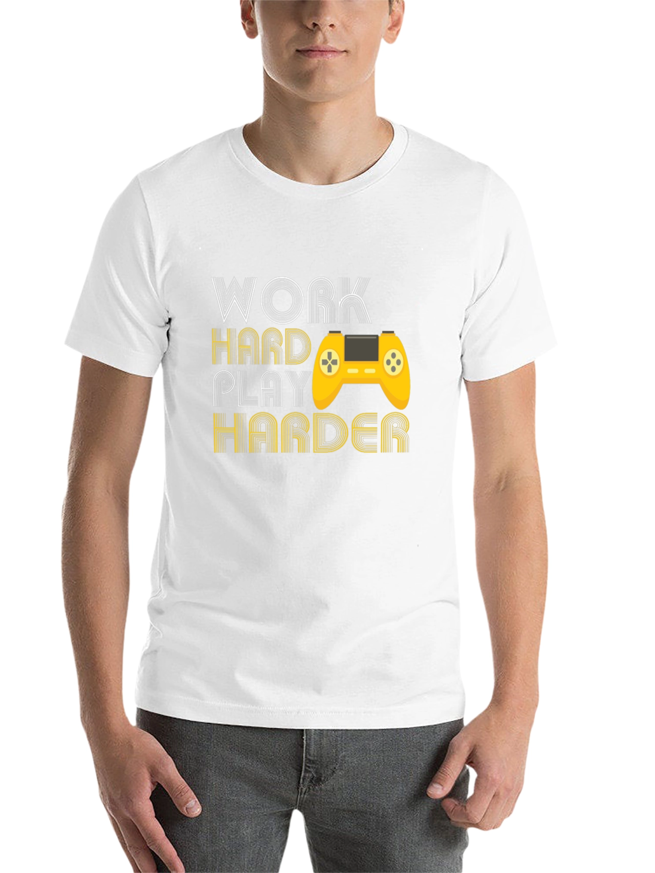 Black Work Hard Play Harder Gaming T-Shirt view 14