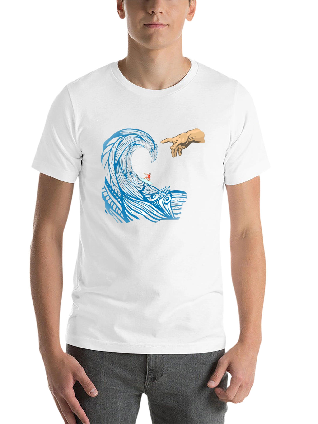 Black Surf Wave Creation T-Shirt - Unique Graphic Tee view 14
