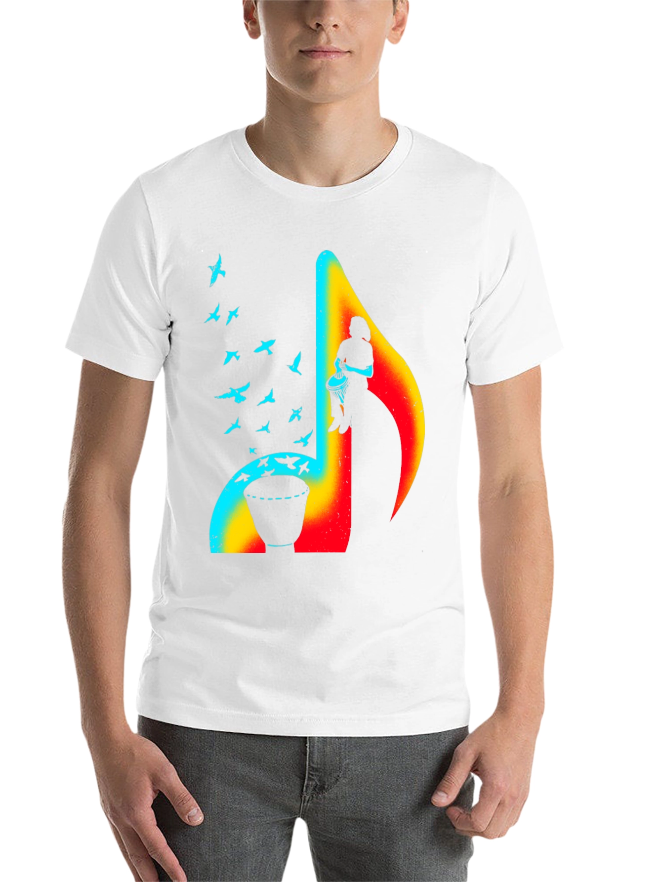 Black Musical Note Drum T-Shirt - Unique Design view 14