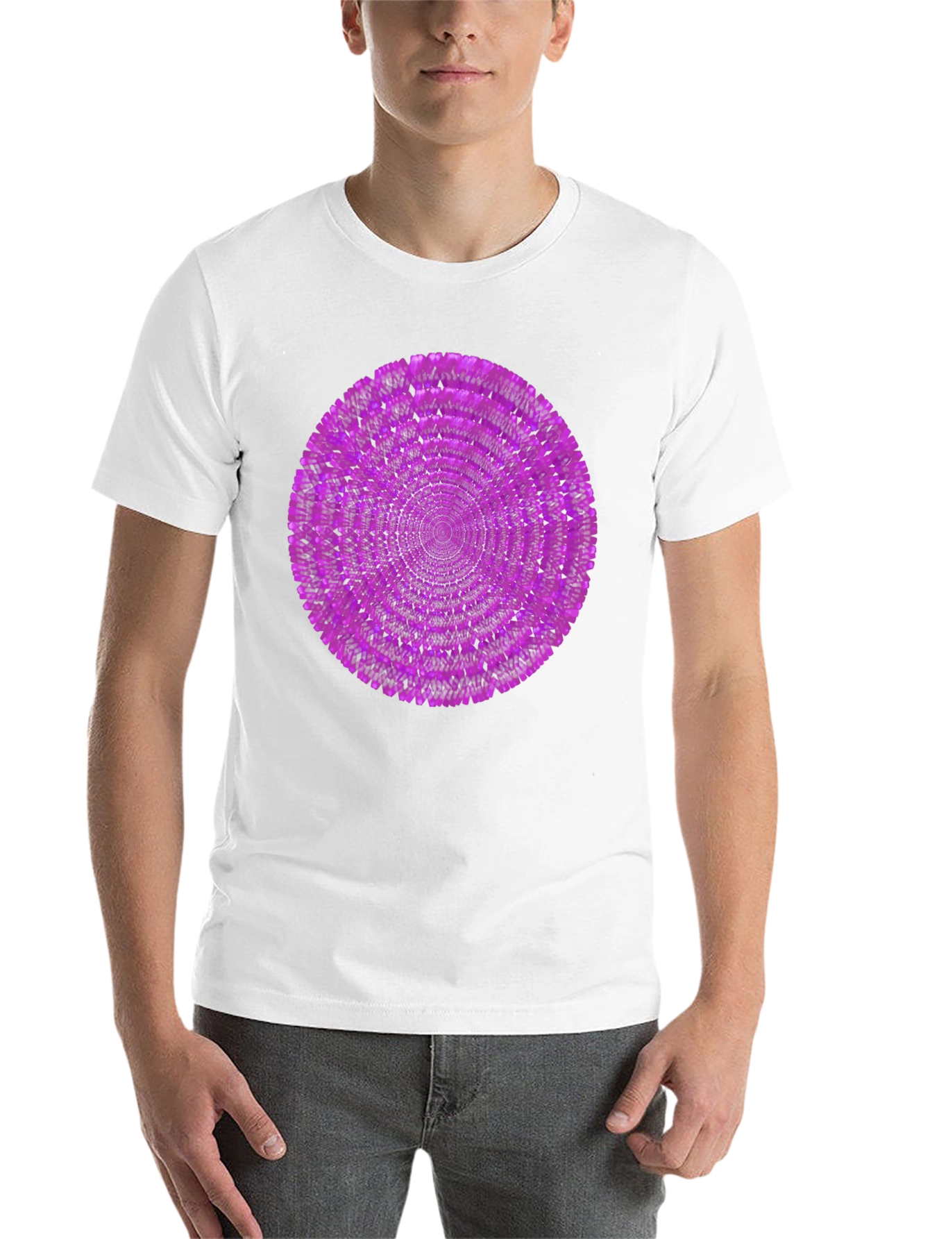 Black Abstract Purple Circle Graphic Black T-Shirt view 14