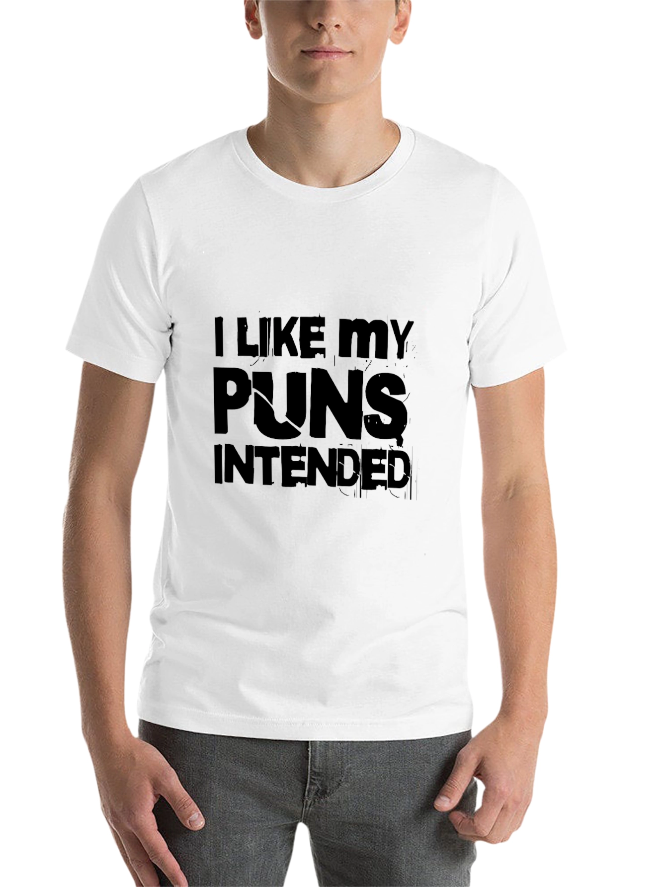 Black I Like My Puns Intended Black Graphic T-Shirt view 14