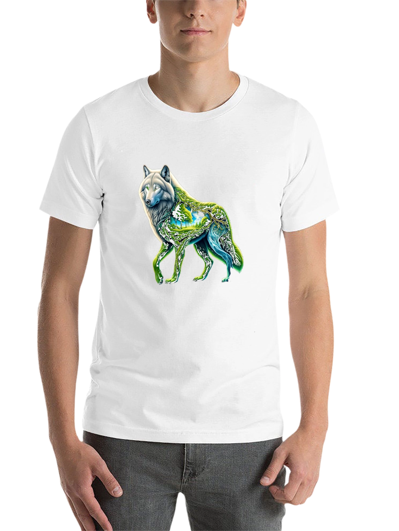 Black Wolf Nature Graphic Black T-Shirt view 14