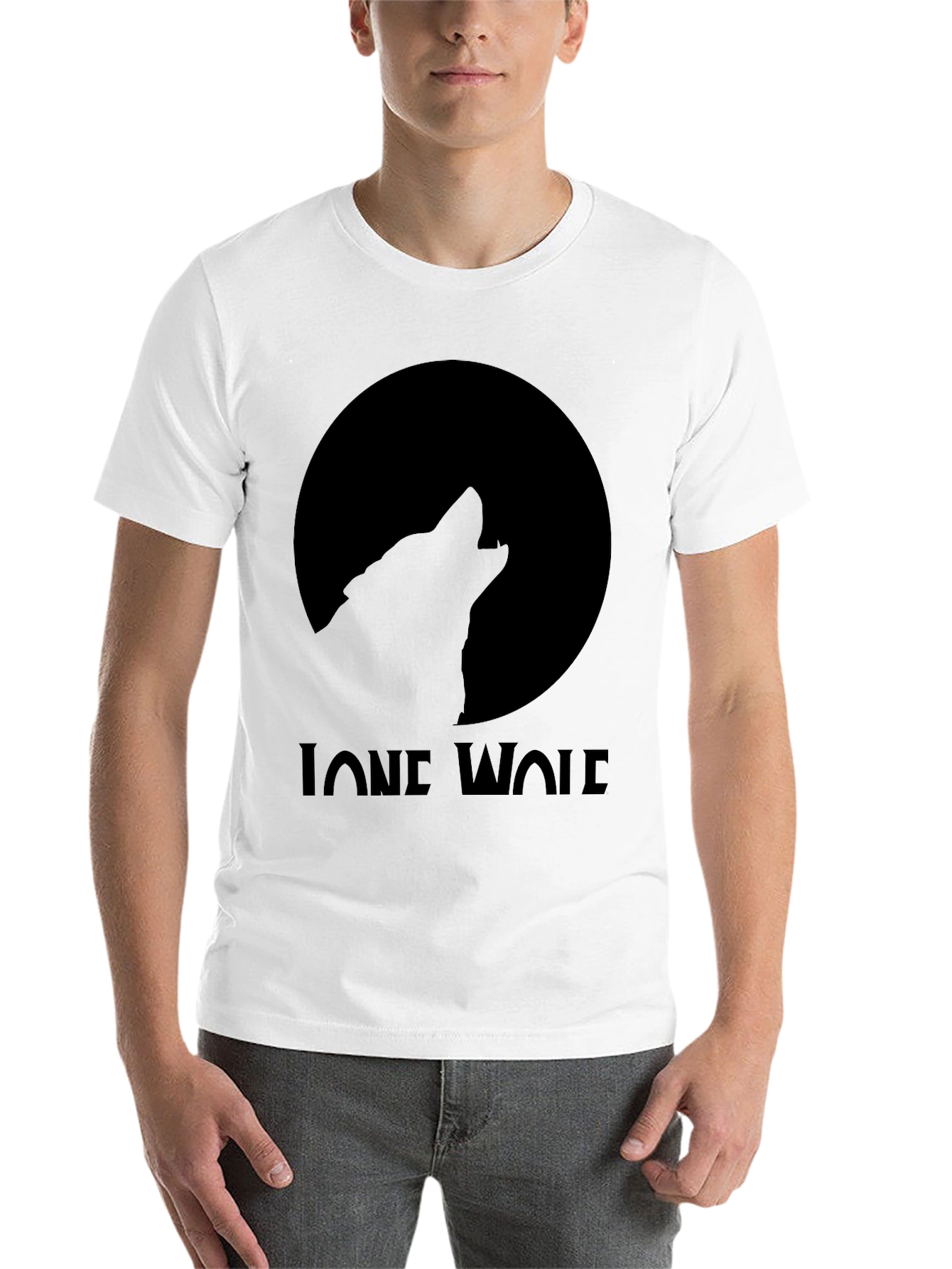 Black Lone Wolf Moon Graphic T-Shirt view 14