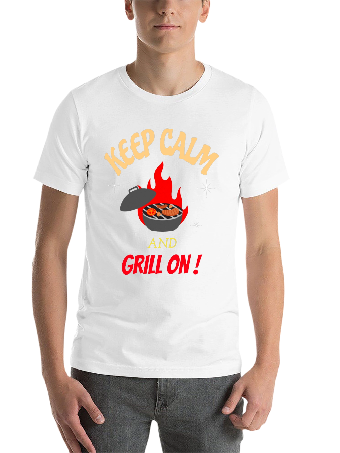 Black Keep Calm and Grill On T-Shirt - BBQ Lover's Tee view 14