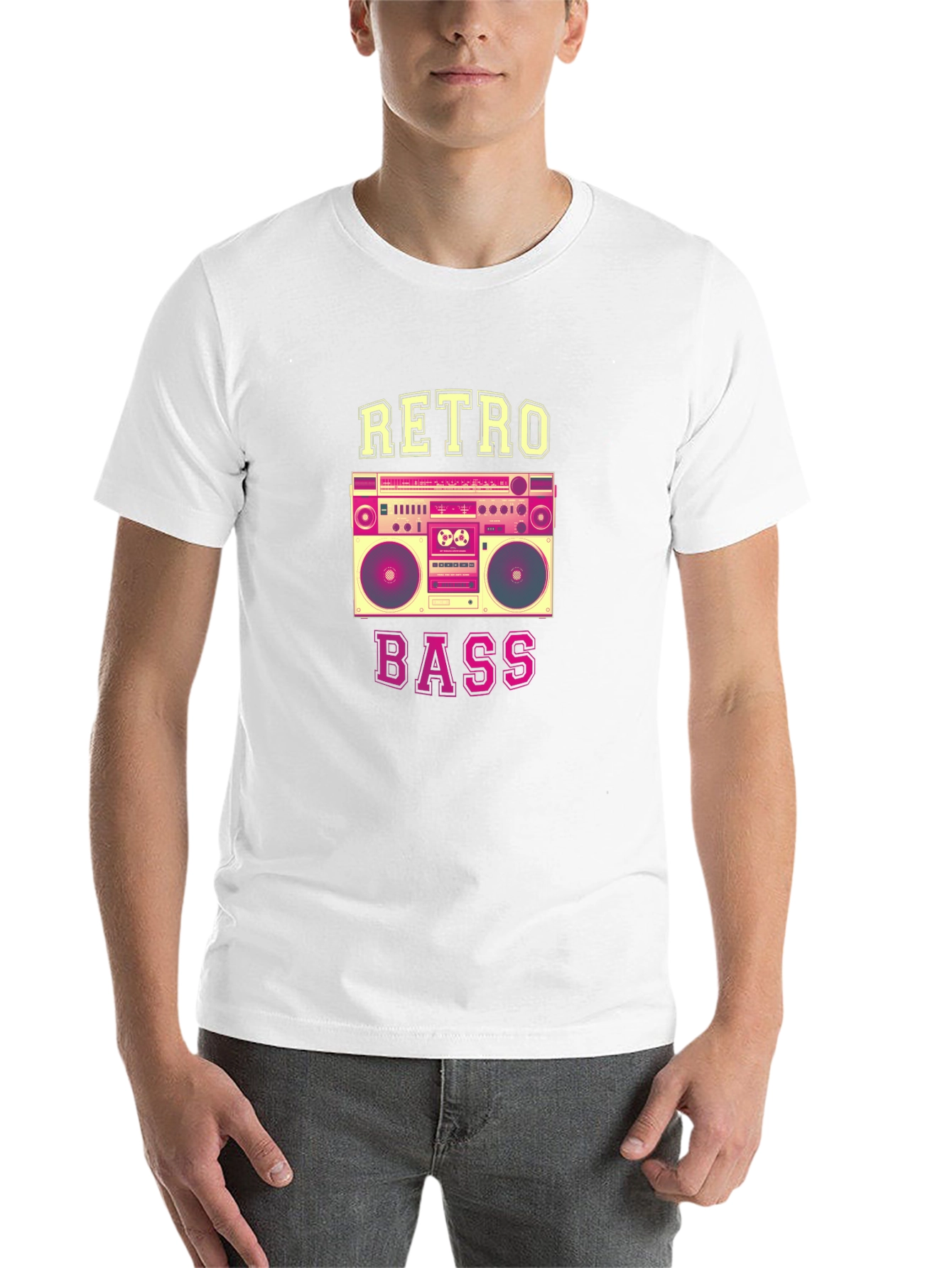 Black Retro Bass Boombox Graphic Tee - Black Cotton Blend view 14