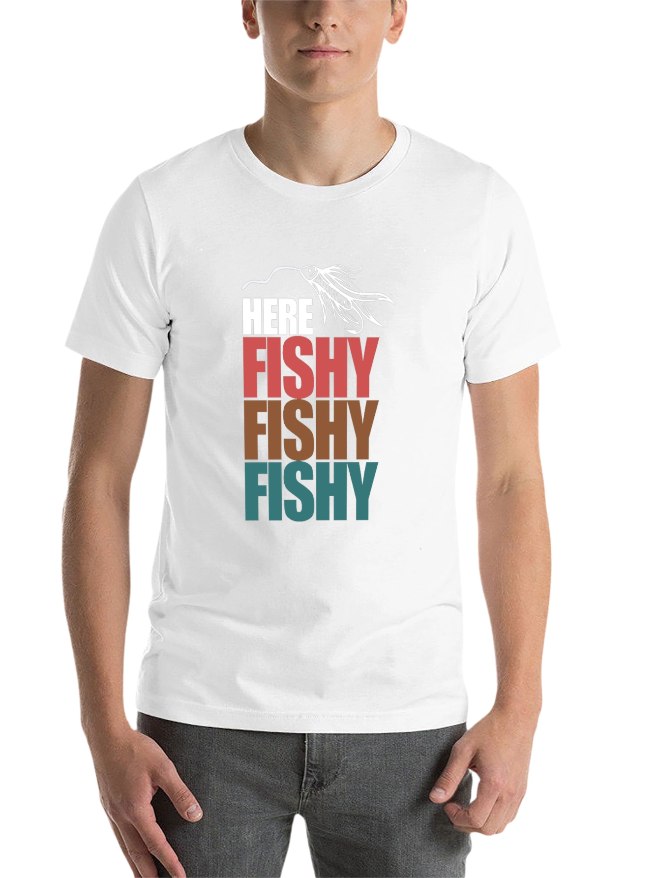 Black Here Fishy T-Shirt Fishing Lure Tee view 14