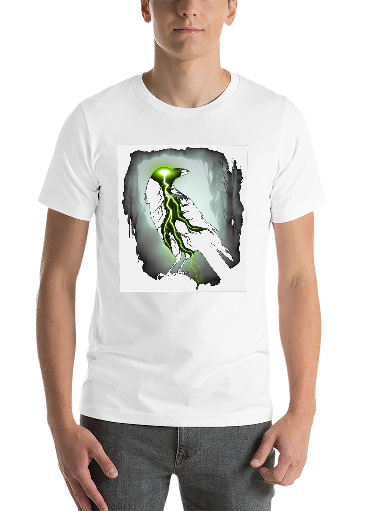 Black Electric Raven Graphic Tee - Dark Fantasy Style view 14