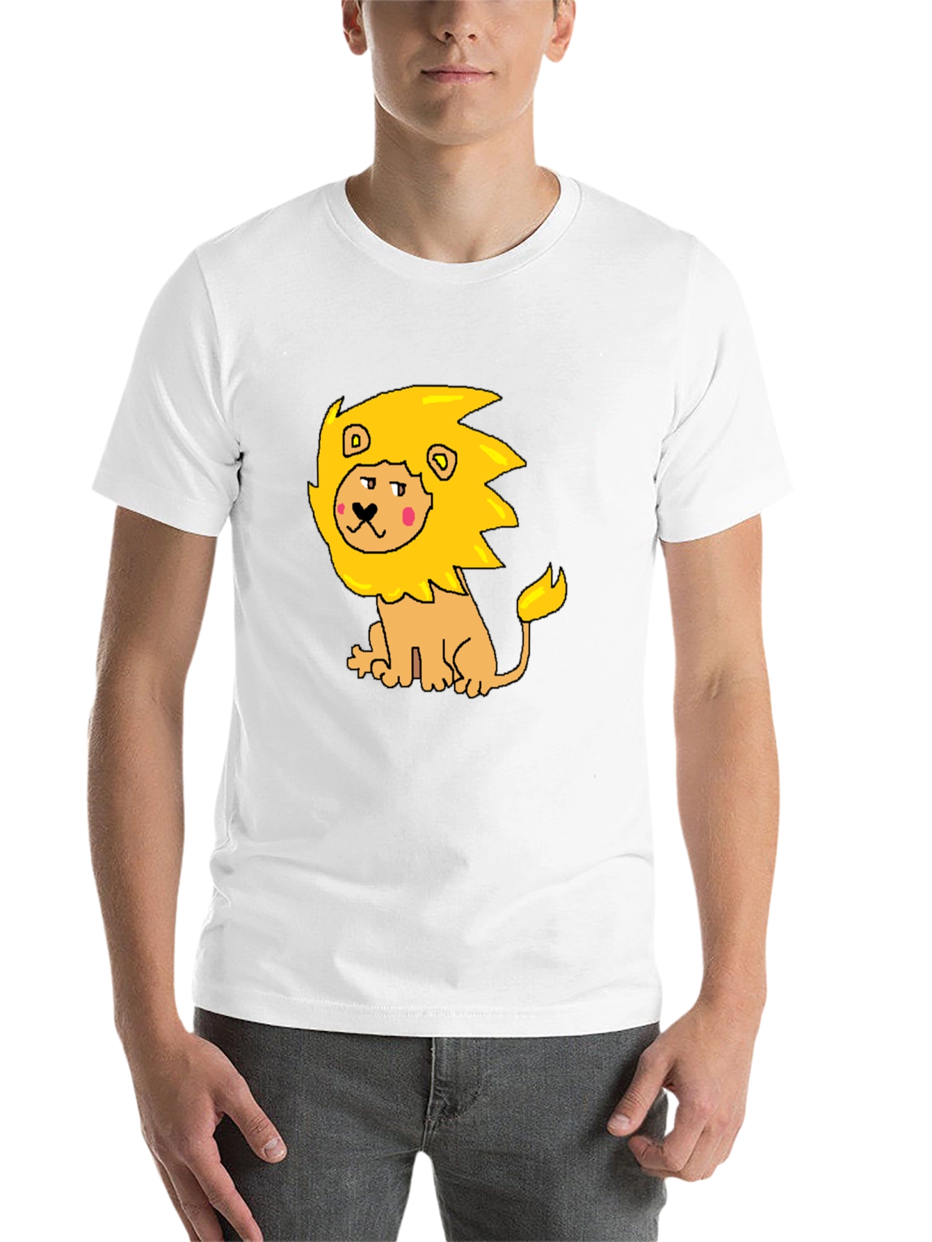 Black Cartoon Lion Graphic Tee - Men's Black T-Shirt view 14