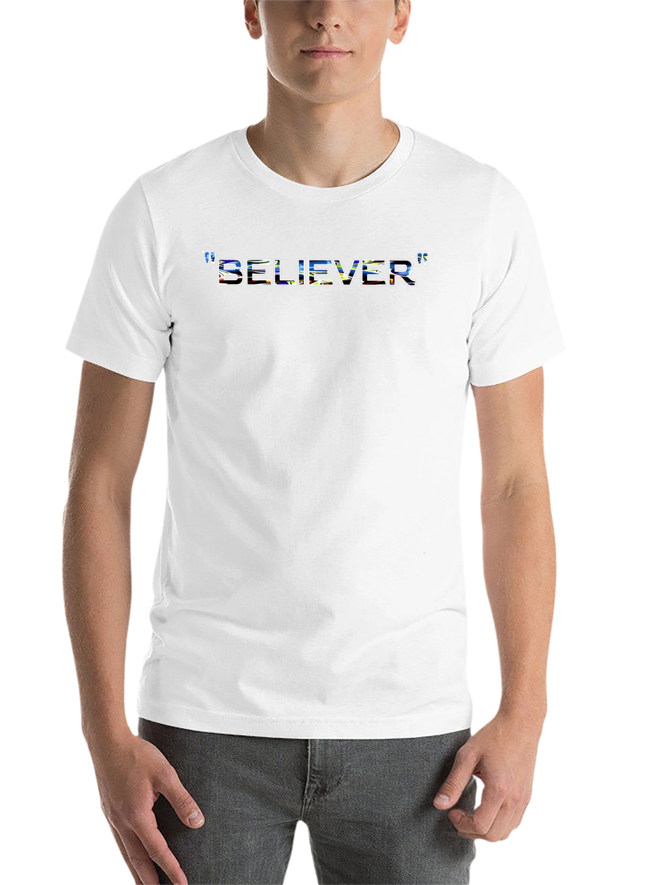 Black Believer Graphic Print Crew Neck T-Shirt view 14