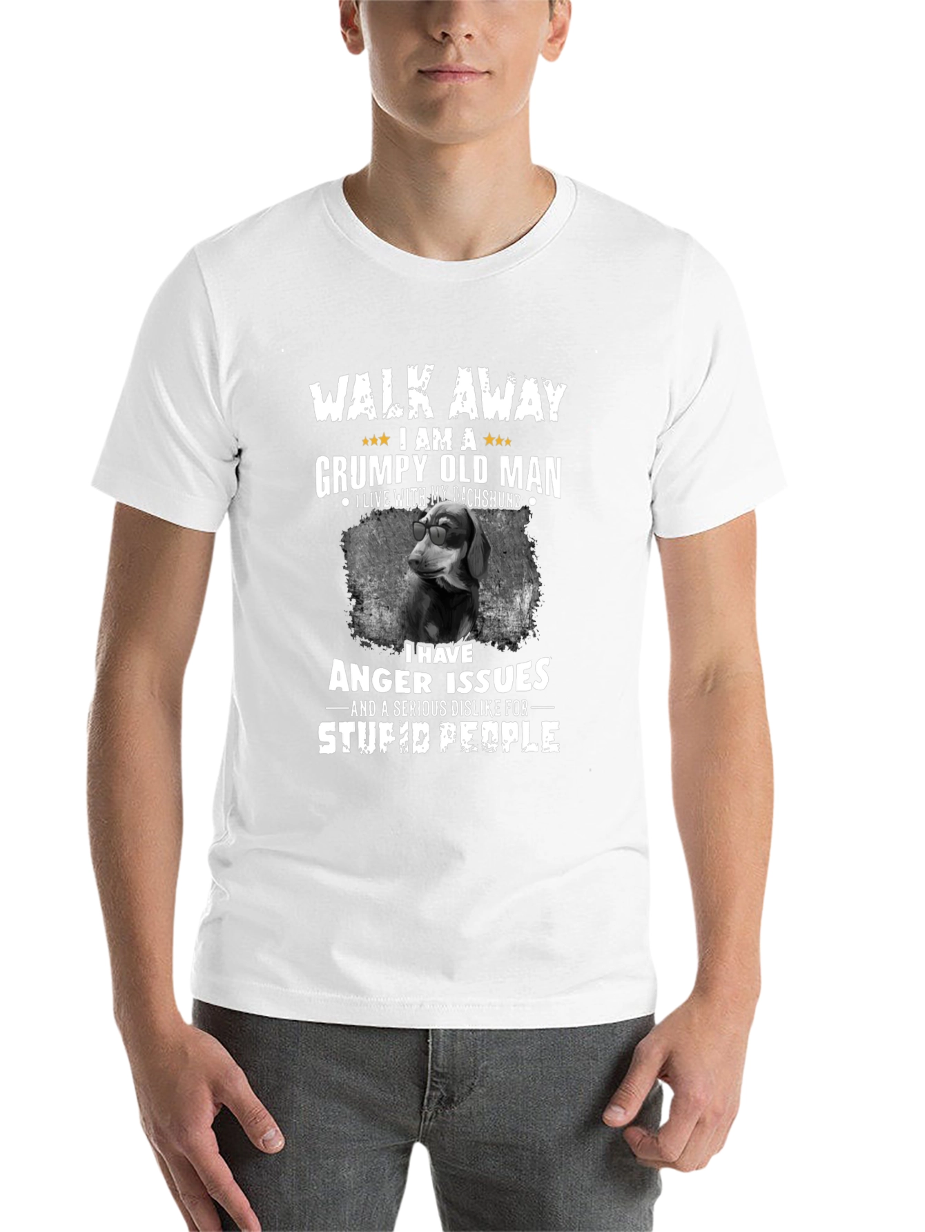Black Grumpy Old Man Dachshund T-Shirt view 14