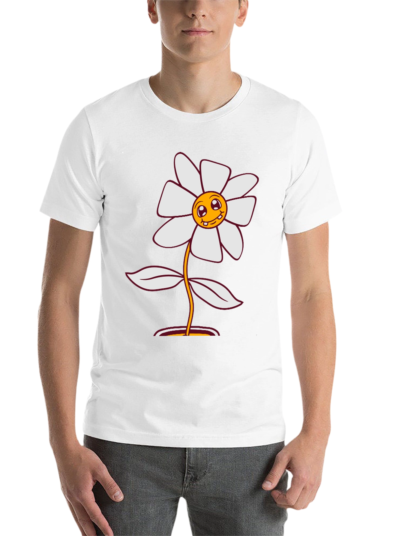 Black Smiley Flower Graphic Tee - Black Cotton Blend view 14
