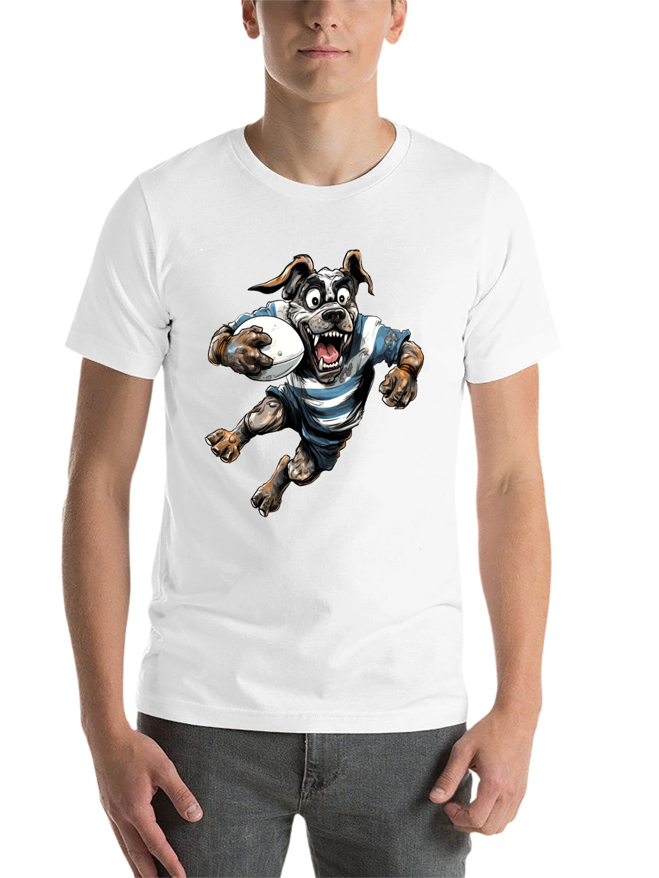 Black Rugby Dog Graphic T-Shirt - Black Cotton Tee view 14