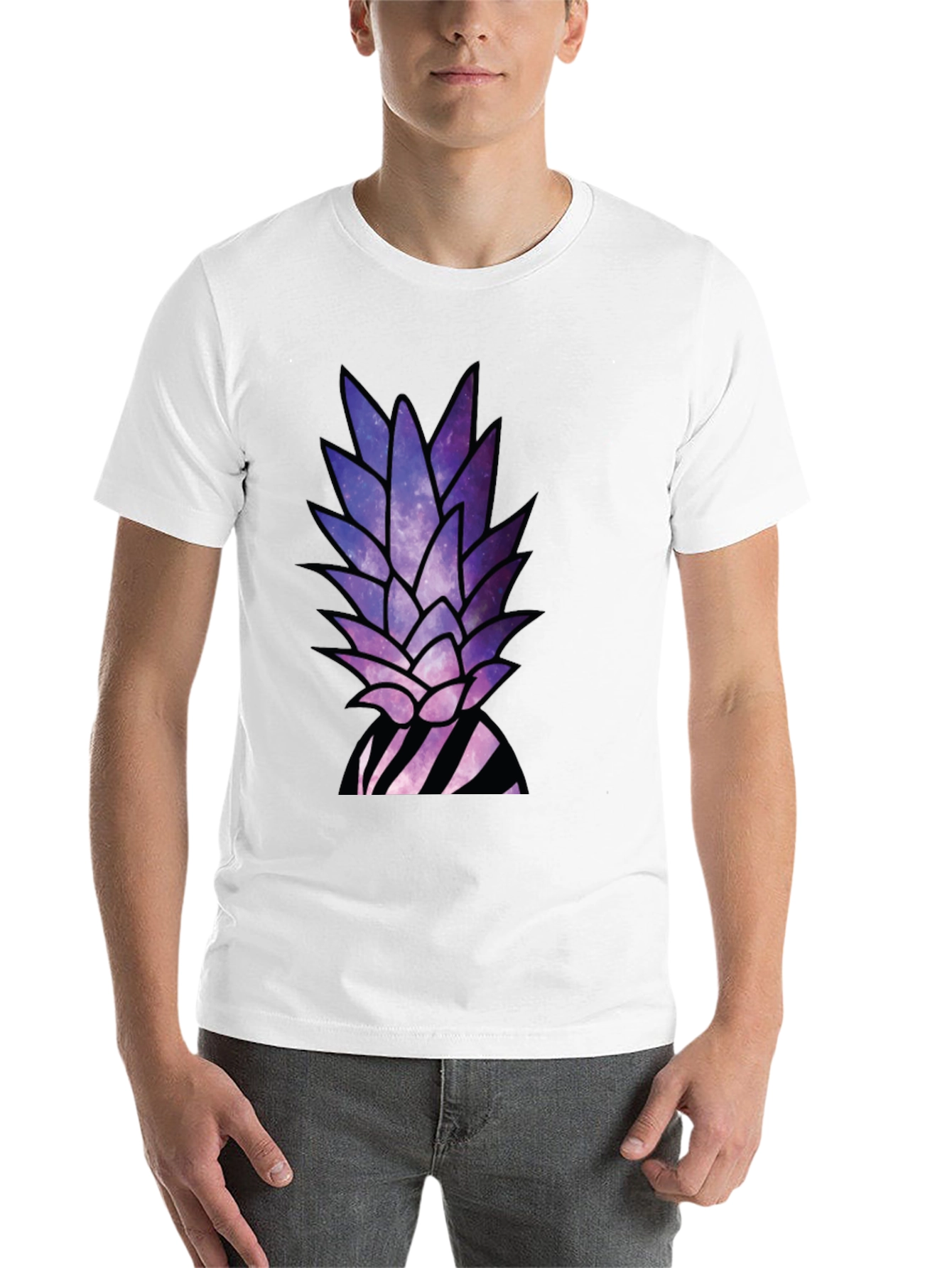 Black Galaxy Pineapple T-Shirt - Unique Graphic Tee view 14