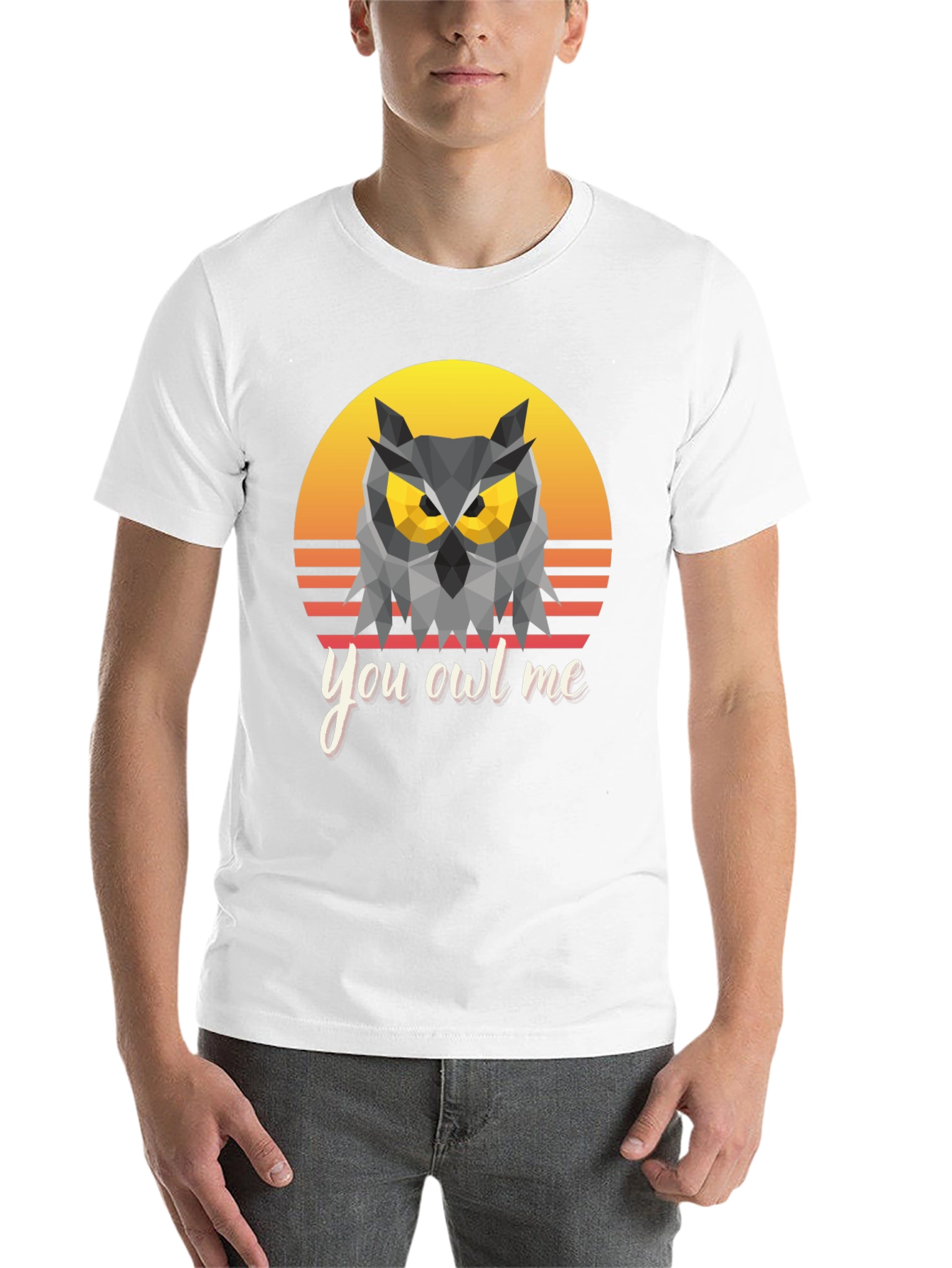 Black You Owl Me Geometric Owl T-Shirt view 14
