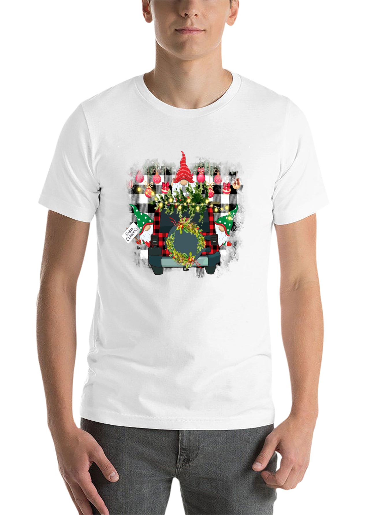 Black Festive Gnome Car Graphic Tee view 14