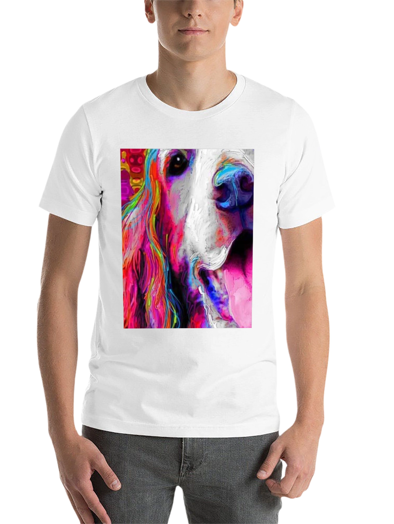 Black Colorful Dog Art Graphic Tee view 14