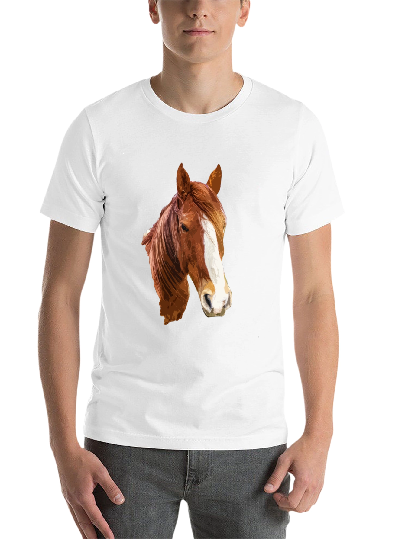 Black Horse Head Graphic T-Shirt - Black Cotton Tee view 14