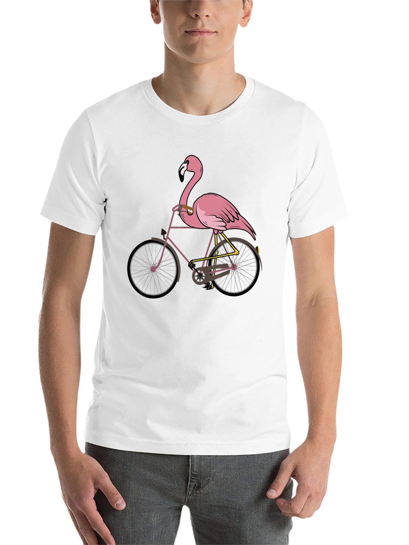Black Flamingo on Bike Graphic T-Shirt view 14