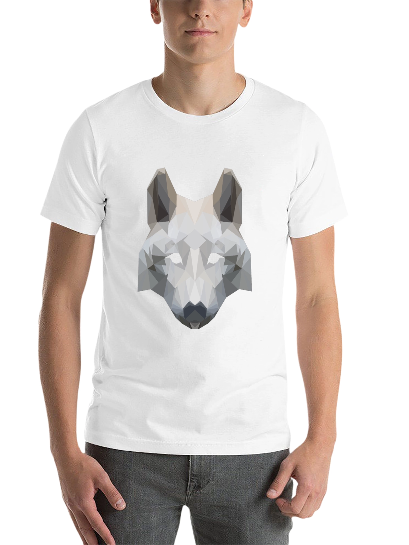 Black Geometric Wolf Head Graphic Tee - Black view 14