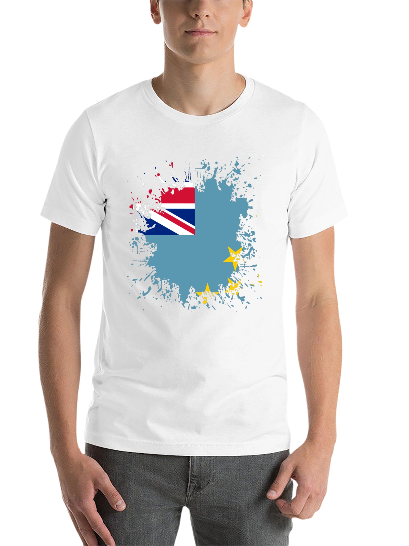 Black Tuvalu Flag Graphic Tee - Black Cotton Blend view 14