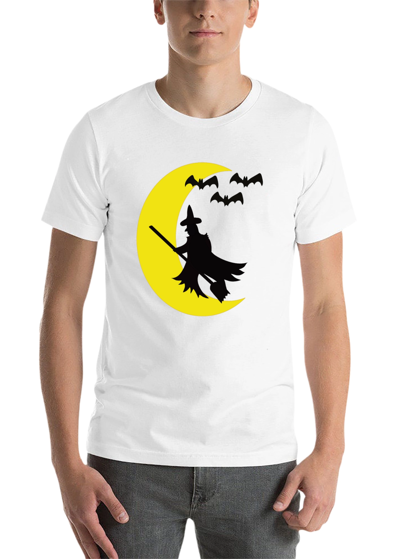 Black Halloween Witch Moon Graphic T-Shirt view 14
