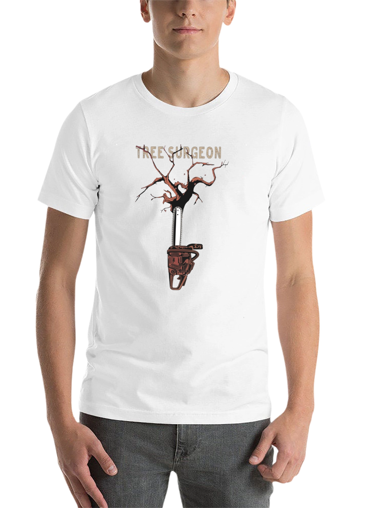 Black Tree Surgeon Chainsaw Graphic T-Shirt view 14