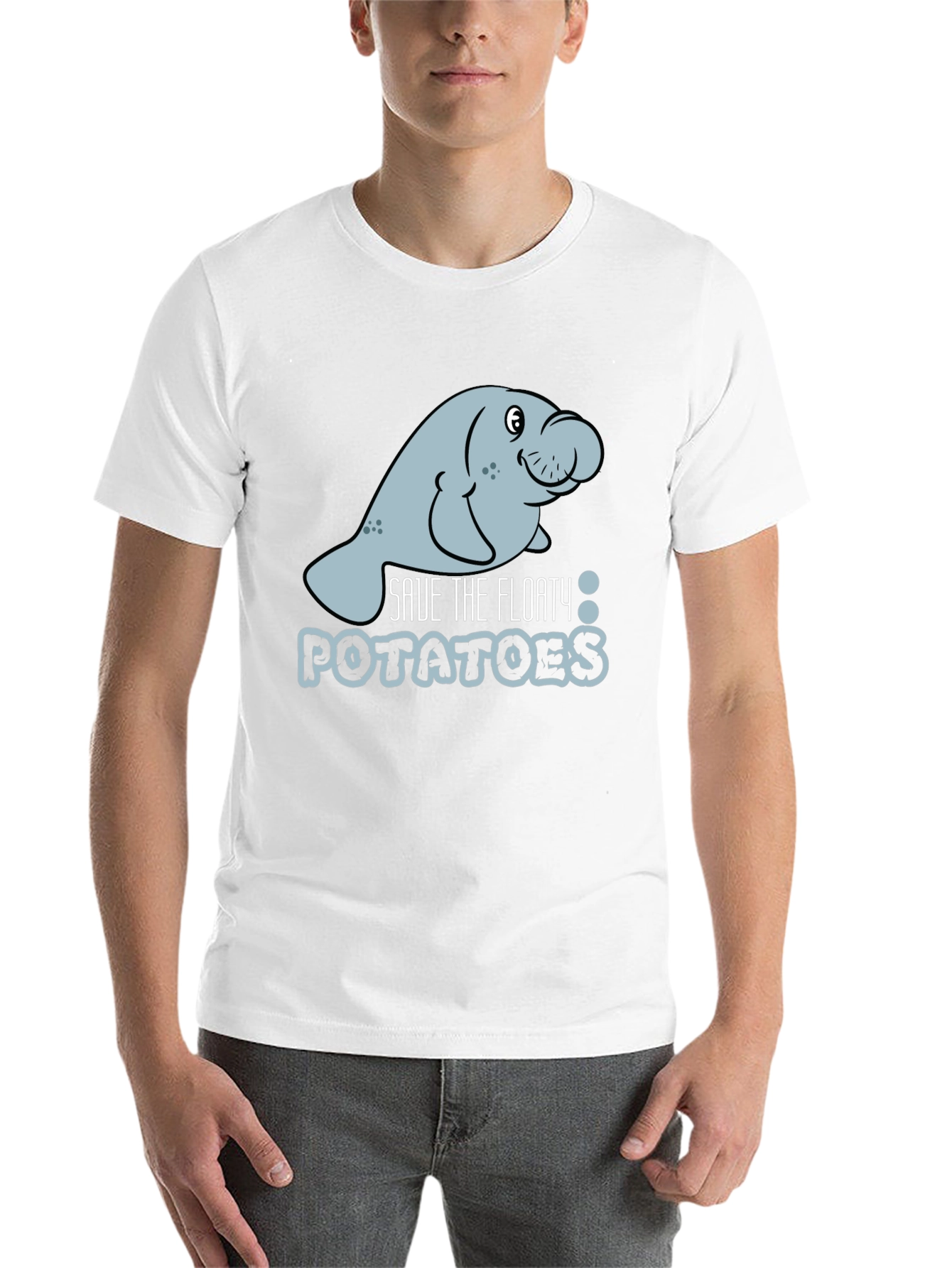Black Save the Floaty Potatoes Manatee Graphic Tee view 14