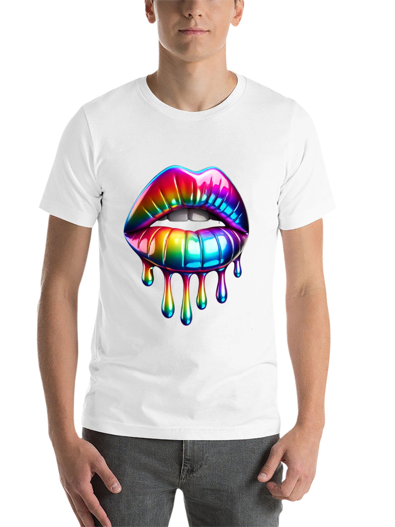 Black Rainbow Lips Graphic T-Shirt view 14