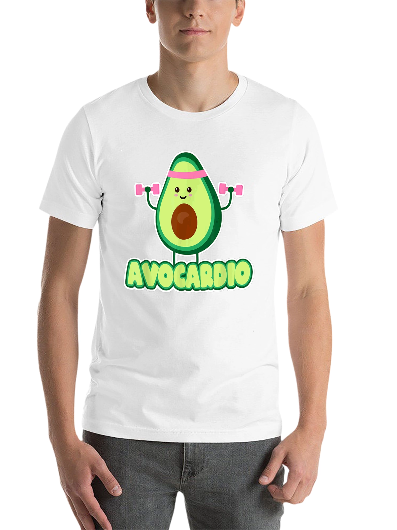 Black Avocardio Men's Black T-Shirt - Funny Avocado Workout Tee view 14