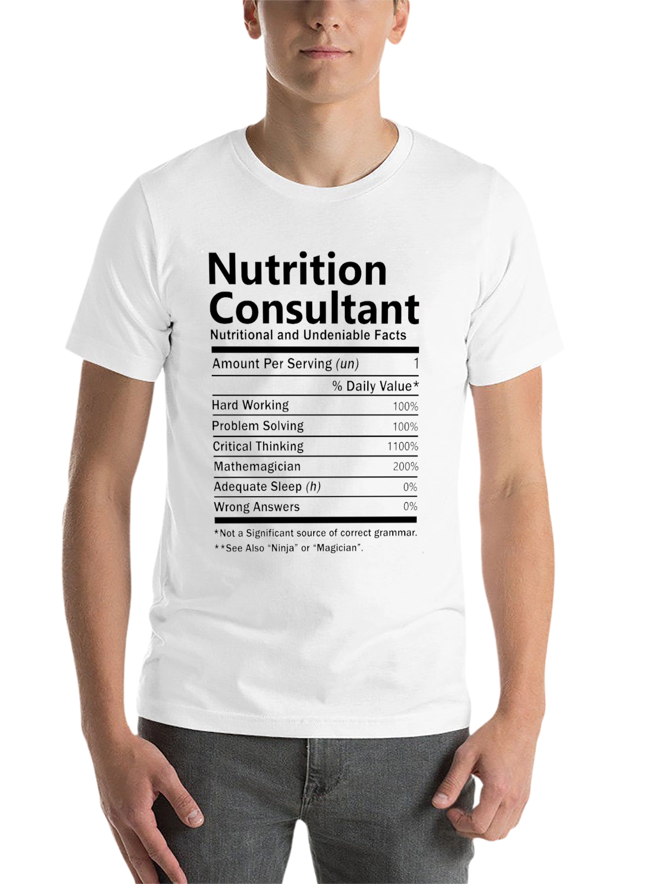 Black Nutrition Consultant T-Shirt - Funny Nutrition Facts Tee view 14