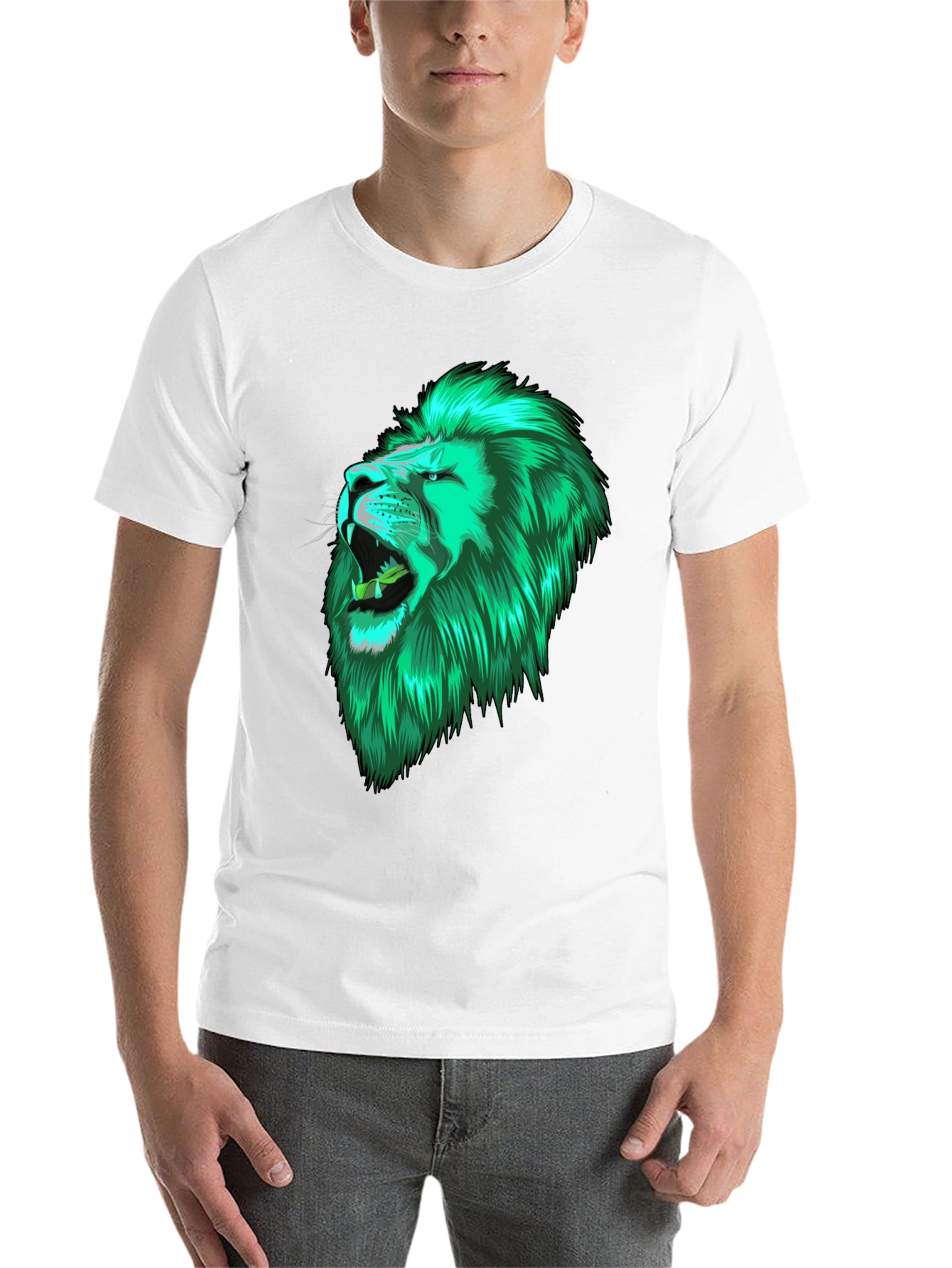 Black Lion Head Graphic Black Tee view 14