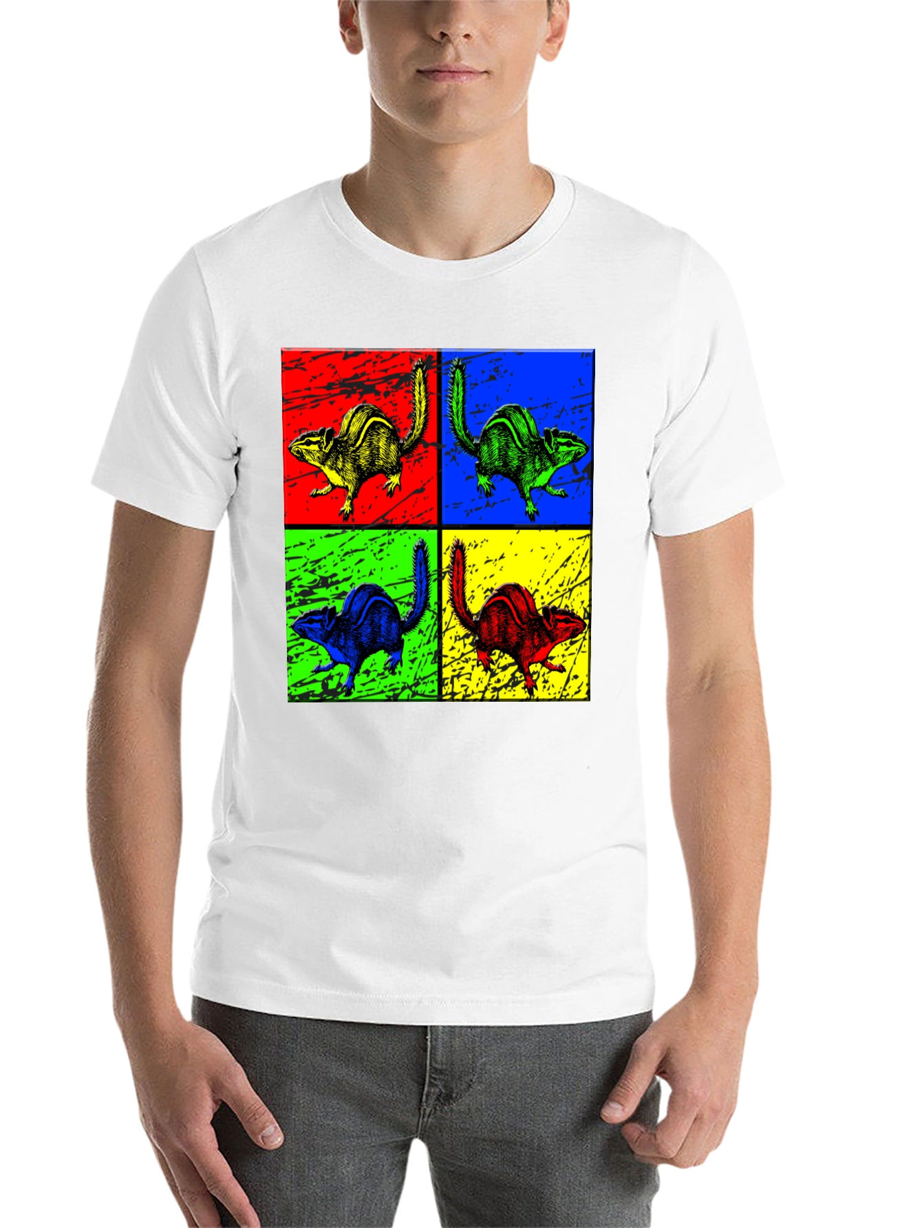 Black Pop Art Chipmunk Graphic Tee - Unique Animal Print Shirt view 14