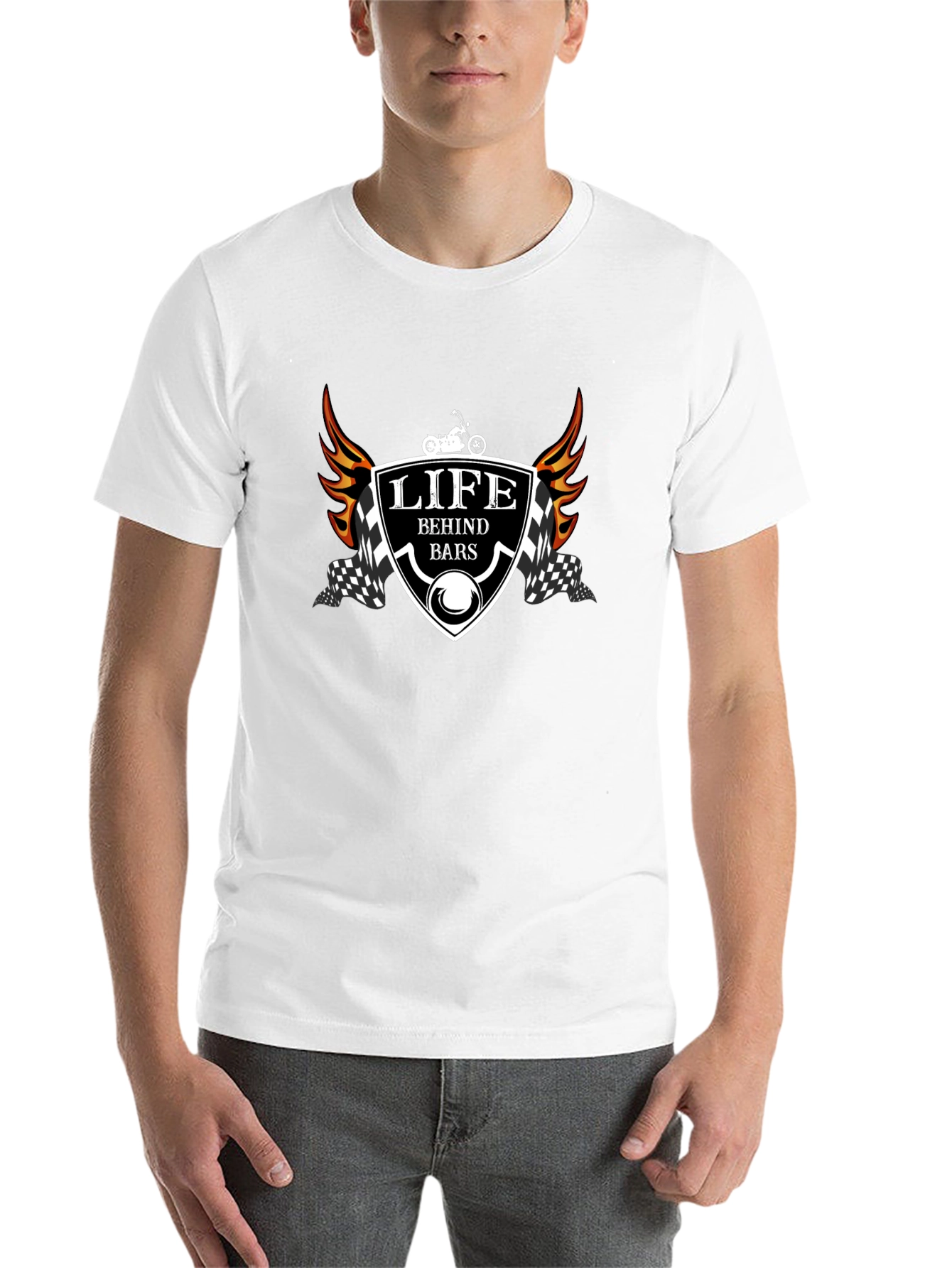 Black Life Behind Bars T-Shirt - Motorcycle Design view 14