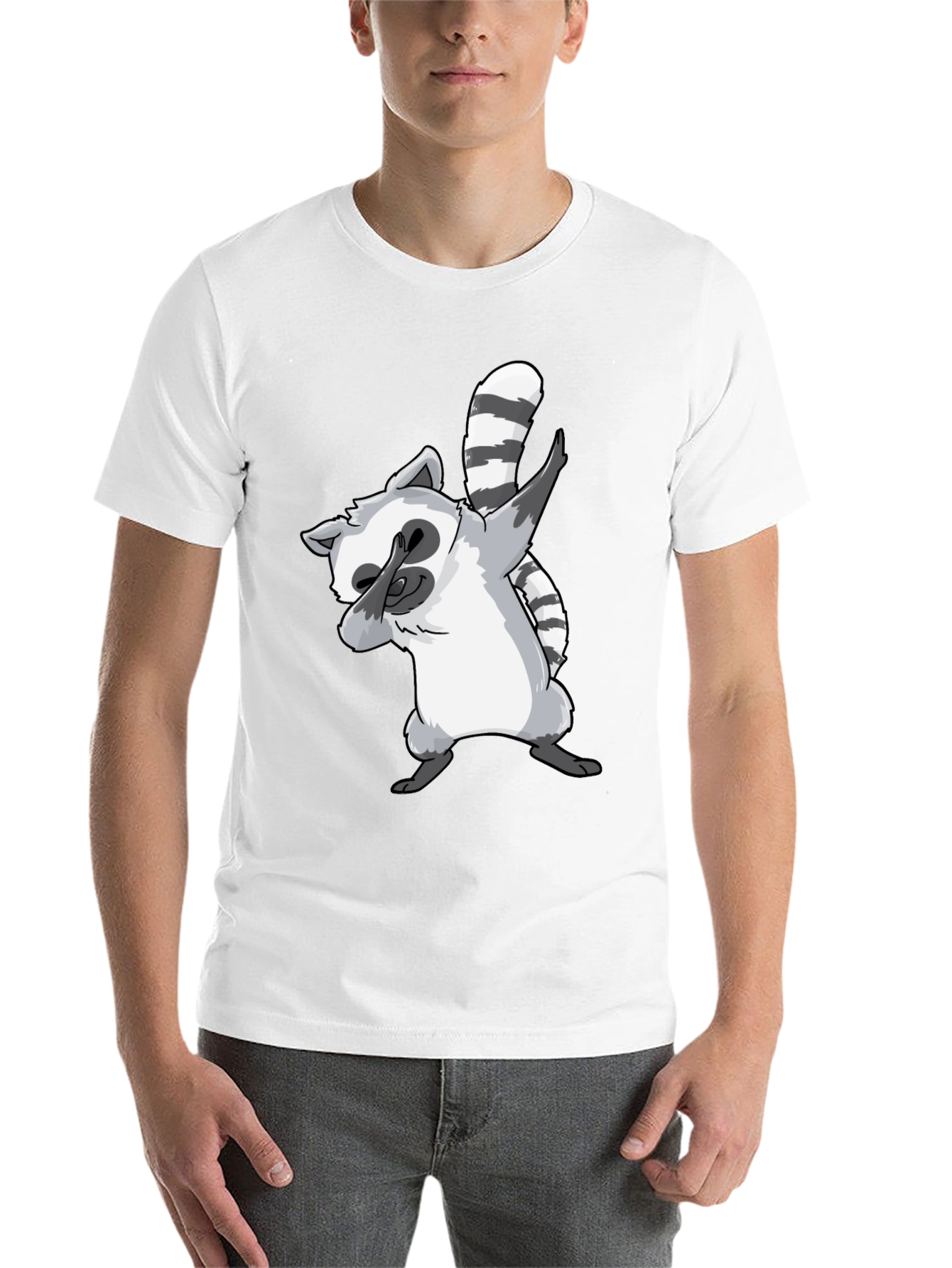 Black Dabbing Raccoon Graphic Tee - Cool & Fun Design view 14