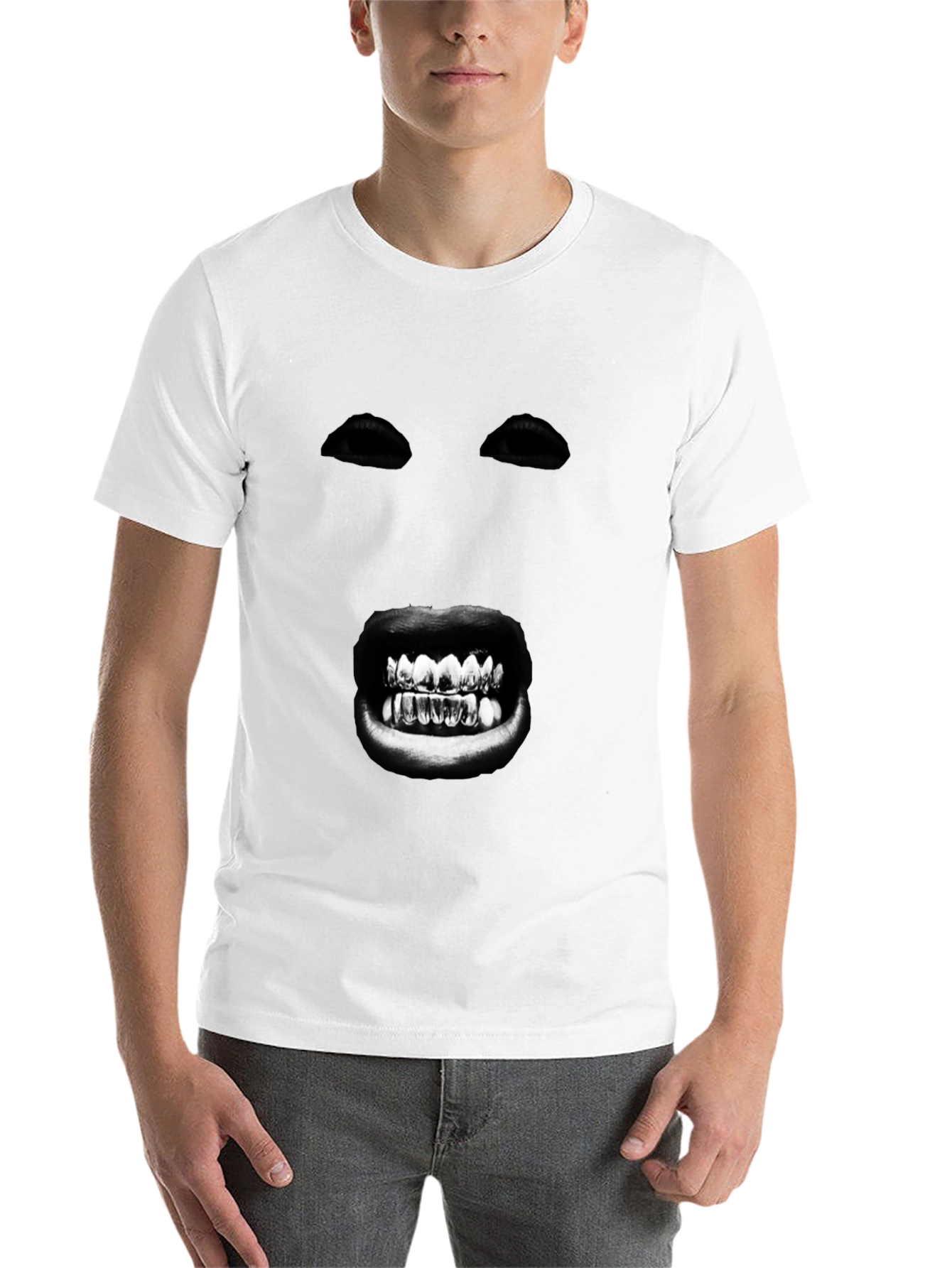 Black Mysterious Face Graphic T-Shirt - Bold Black Tee view 14