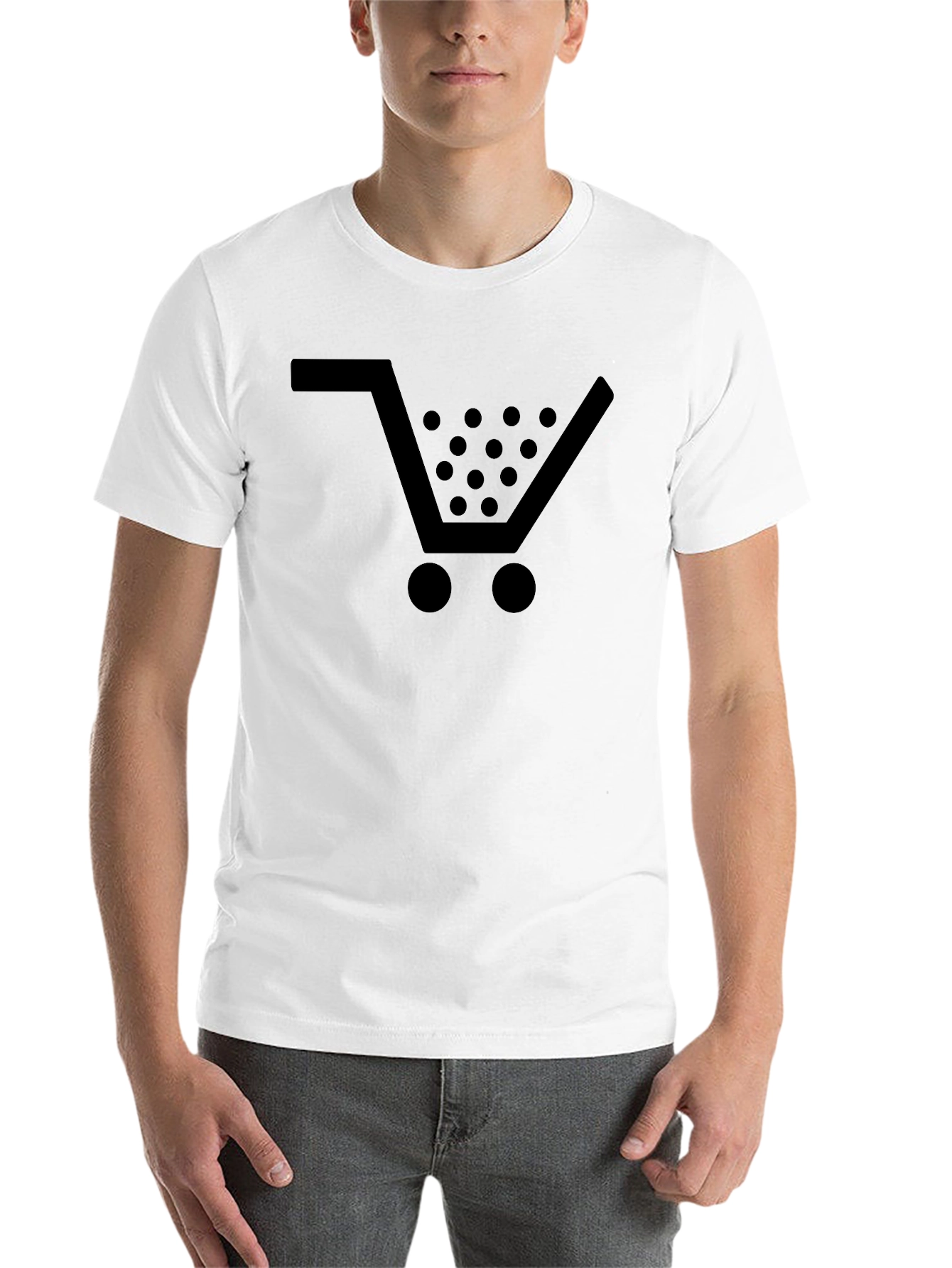 Shopping Cart Graphic Tee - Black Cotton - 14