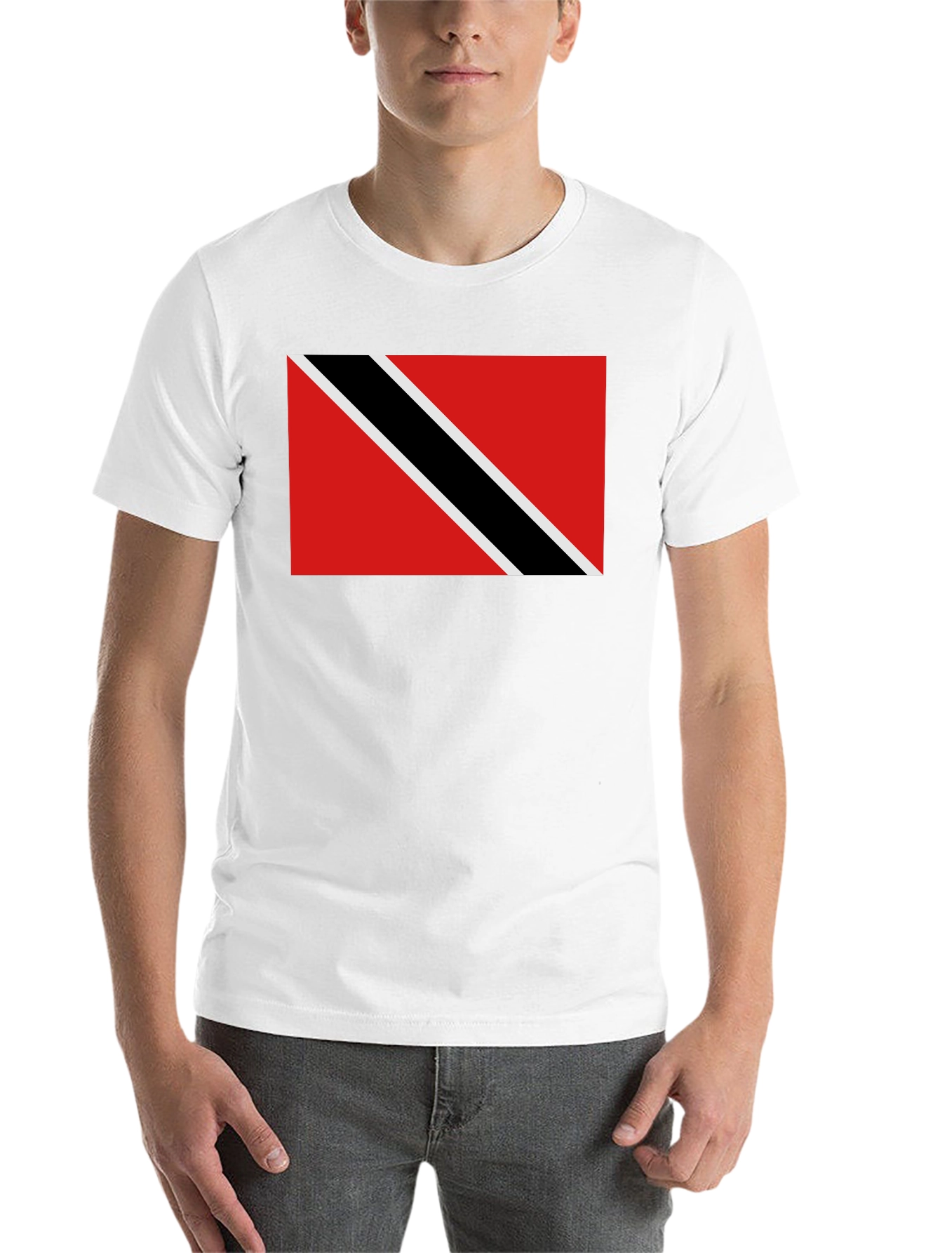 Black Trinidad & Tobago Flag T-Shirt - Black Crew Neck view 14