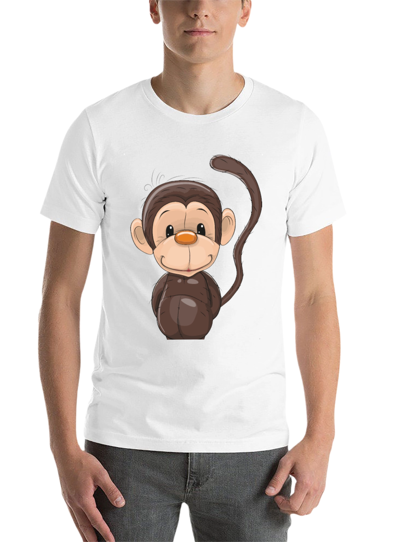 Black Cartoon Monkey Graphic Tee - Black view 14