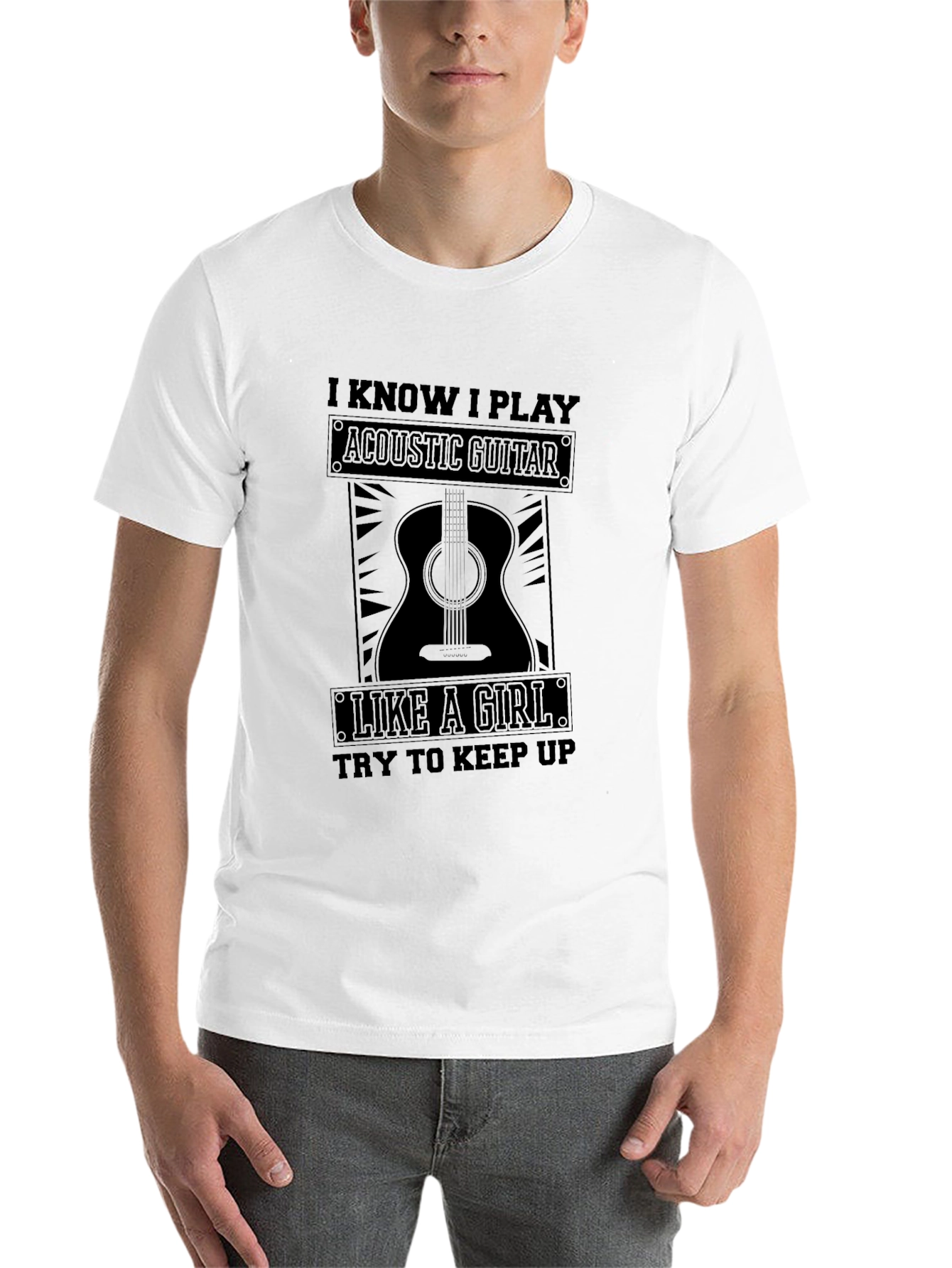 Black Acoustic Guitar Like A Girl T-Shirt view 14