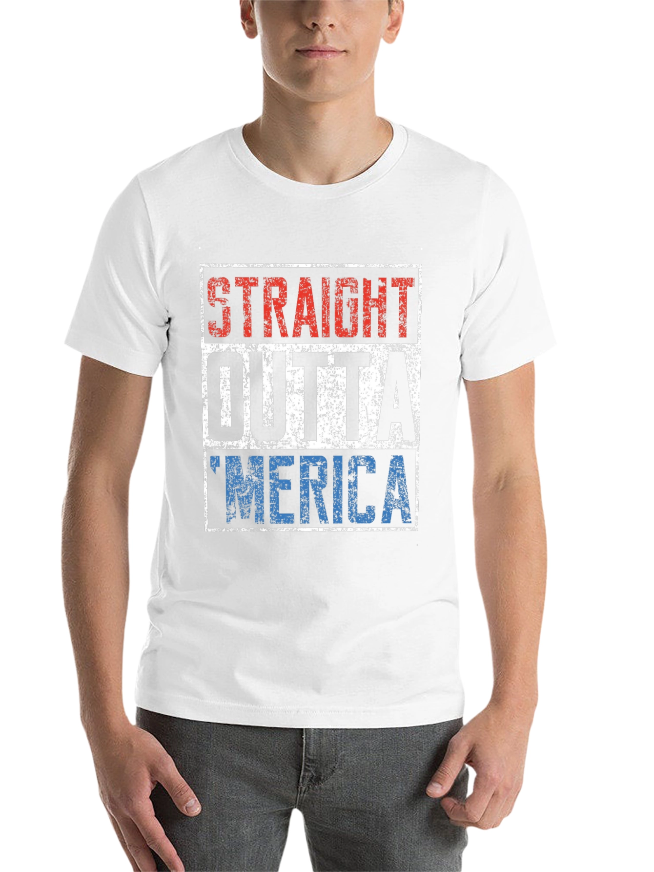 Black Straight Outta 'Merica T-Shirt view 14