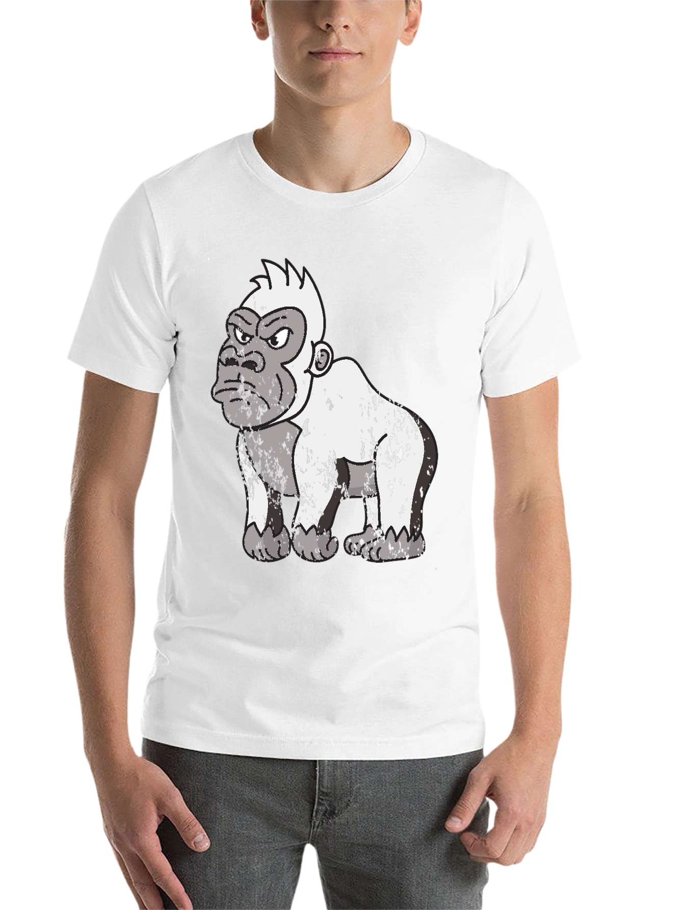 Black Grumpy Gorilla Graphic Tee - Black Cotton T-Shirt view 14